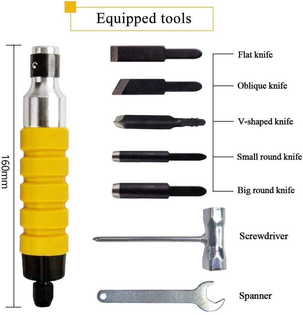 YUCHENGTECH 1280W High-Power Electric Wood Chisel Carving Tool - 28000 RPM Professional Woodworking Chisel with 110V for DIY, Furniture Making & Art Carving - Perfect for Wood Sculpting, Engraving & Home Renovation Projects