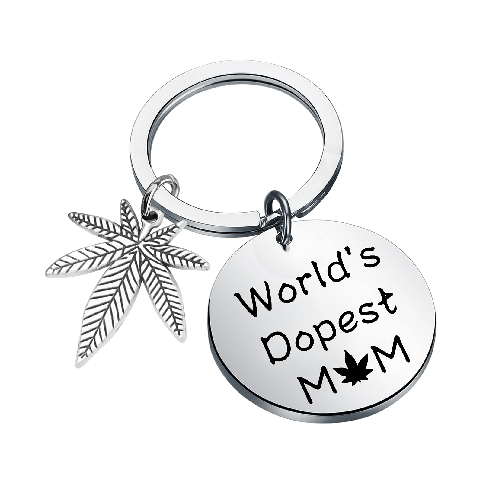 Funny 420 Gift for Mom - Cannabis Leaf Keychain Jewelry | World's Best Weed Mom Present | Perfect for Stoner Moms, 420 Parties & Cannabis Enthusiasts | Unique Marijuana-Themed Accessory