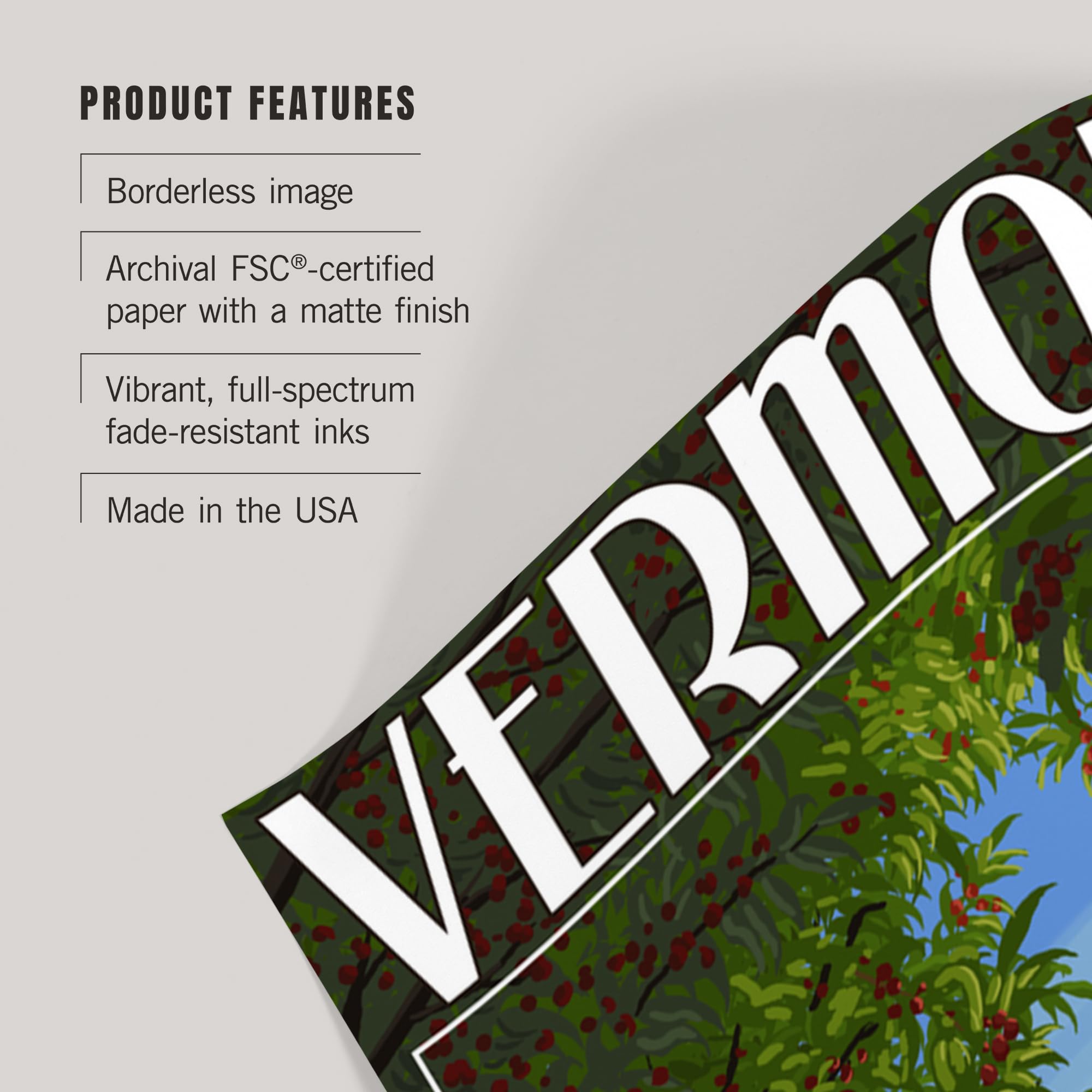 Lantern Press 16x24 Inch Giclee Art Print - Vermont Cherry Harvest Wall Decor - Perfect for Living Room, Bedroom & Office Decoration