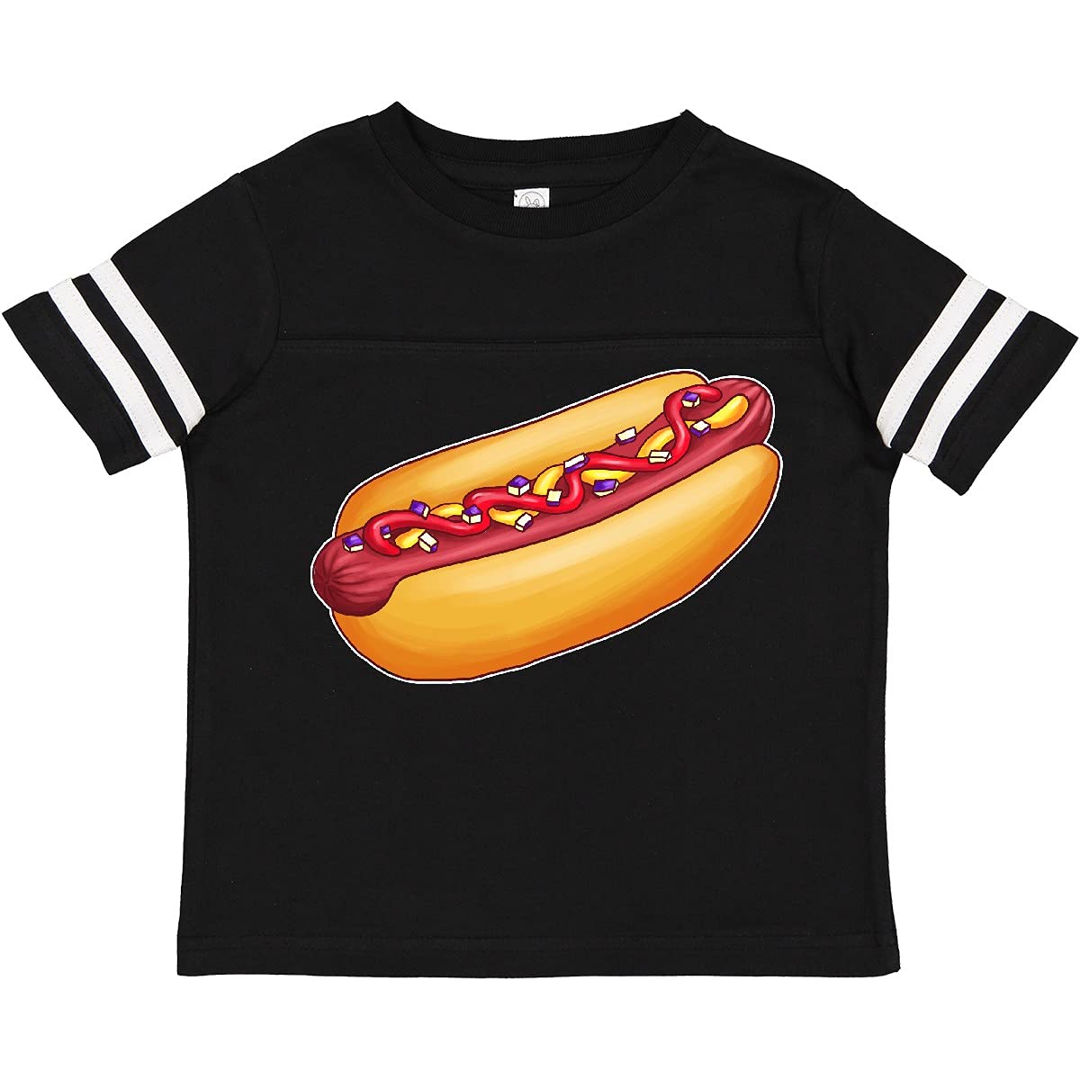 Inktastic Hot Dog Illustration Toddler T-Shirt with Mustard, Onions & Ketchup - Cute Graphic Tee for Kids, Boys & Girls - Perfect for Playdates, Birthday Parties & Family Outings