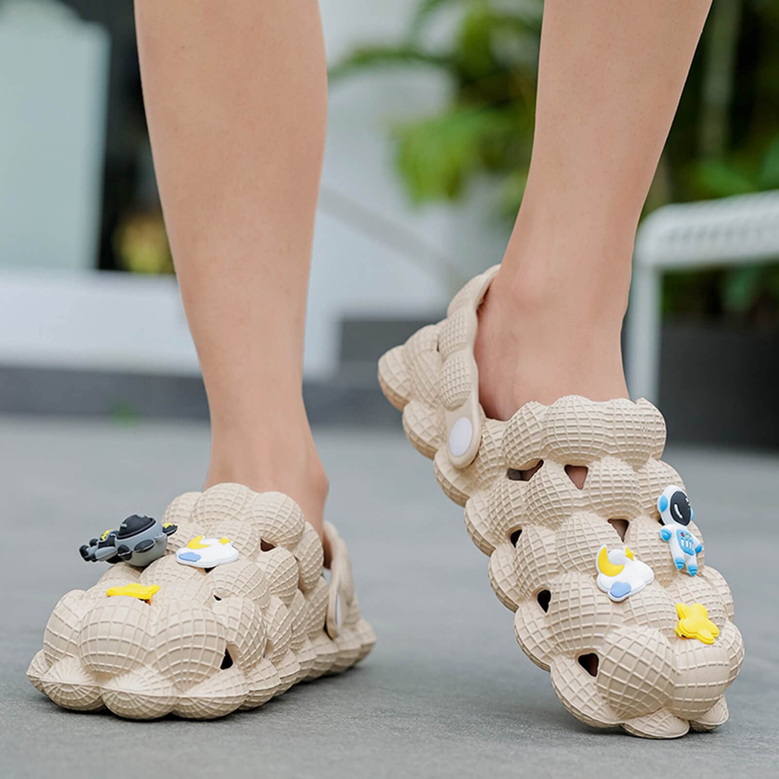 **Kids Bubble Slides for Boys & Girls - Funny Massage Golf Ball Sandals with Charms | Comfortable Beach & House Slippers for Indoor & Outdoor Play**