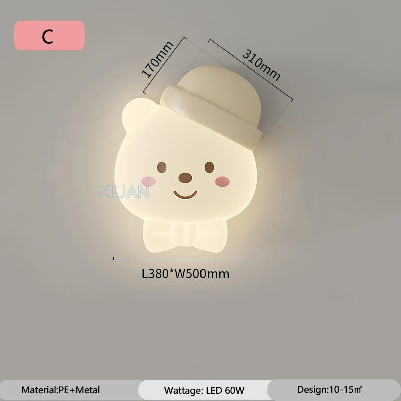 Bear Sleeping in Moon LED Ceiling Light - Cute Night Light for Kids Bedroom & Nursery - Perfect for Bedtime Stories & Relaxing Ambience