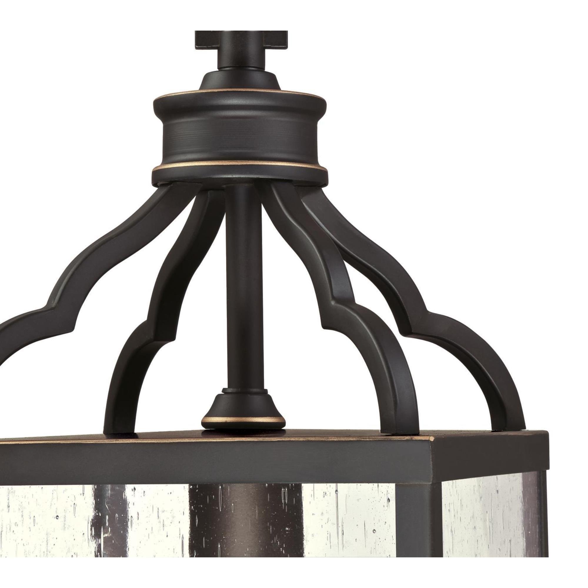 Westinghouse 6359300 Cardinal One-Light Outdoor Pendant - Oil Rubbed Bronze Finish with Clear Seeded Glass - Elegant Black Exterior - Perfect for Porch, Patio, and Entryway Lighting