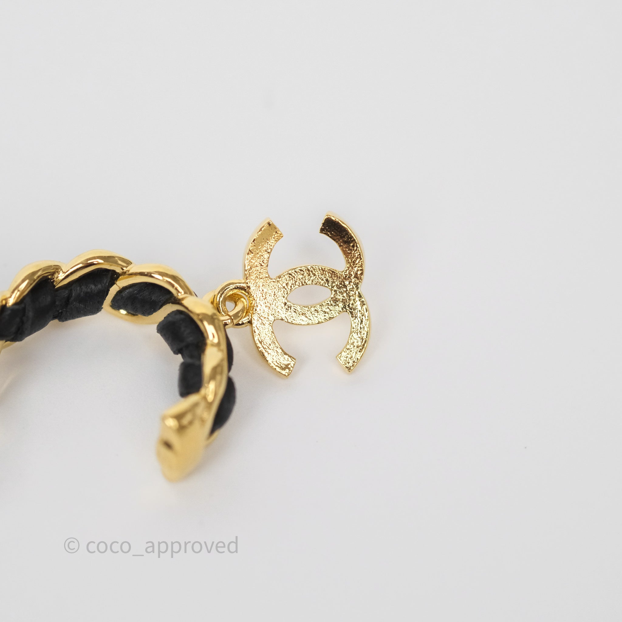 Chanel Braided Drop CC Hoop Earrings 24K Gold Plated - Luxury Fashion Jewelry for Women, Elegant Gift for Birthday, Anniversary & Special Occasions