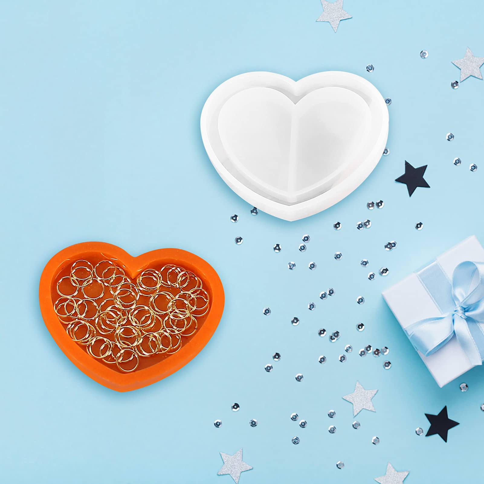 ARTIBETTER 3-Piece Silicone Jewelry Tray Mold Set - Round, Heart & Butterfly Shaped Resin Molds for DIY Rings, Crystal Epoxy Casting | Perfect for Jewelry Making, Organizing Small Trinkets & Craft Projects