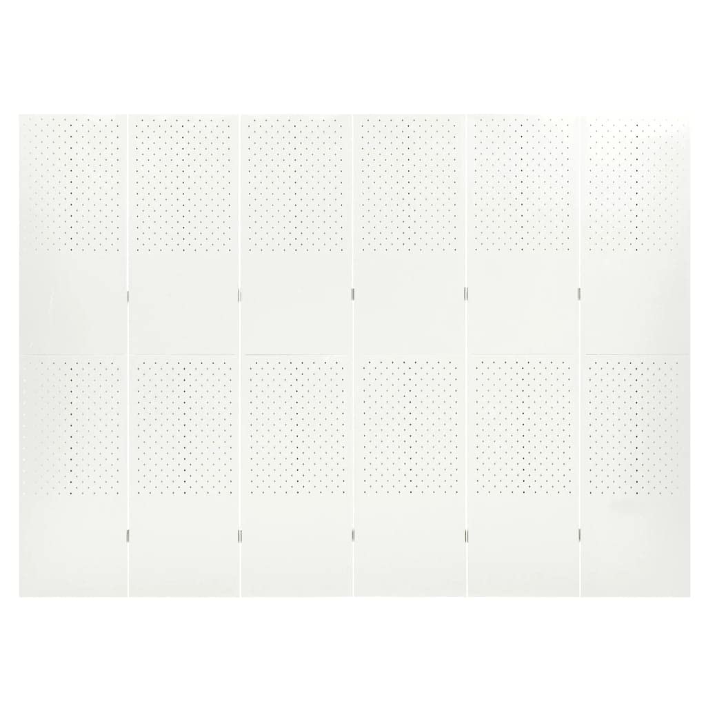 vidaXL White 6-Panel Steel Room Divider - 94.5