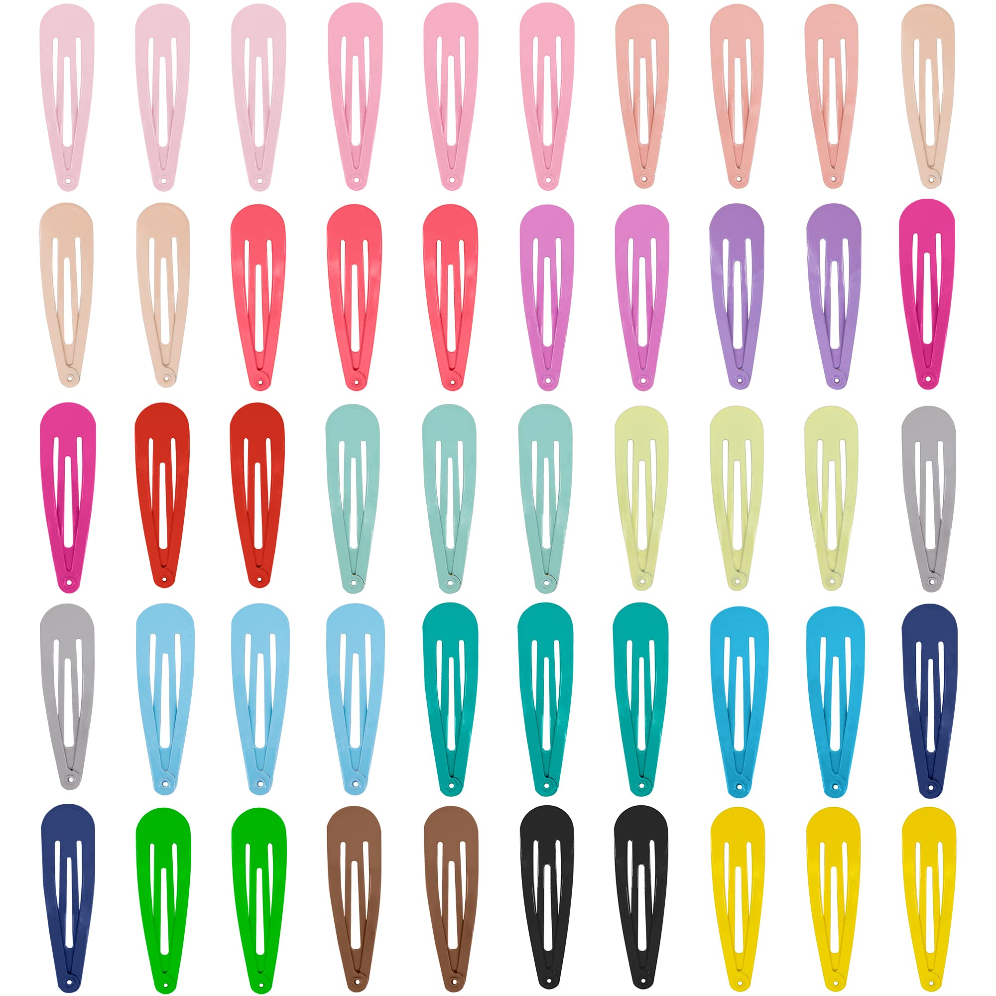 100 Pcs Snap Hair Clips for Women & Girls - 5cm/2 Inch No Slip Metal Barrettes for Thick Hair (Colorful) - Perfect for School, Work, Parties & Daily Styling