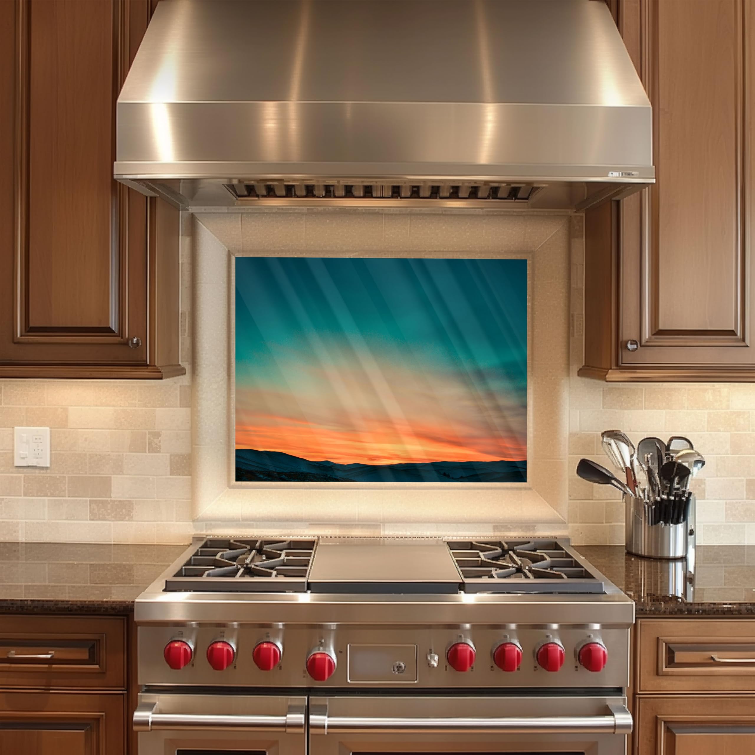 Heat Resistant Tempered Glass Kitchen Backsplash - Peel and Stick Stove Backsplash for Easy Cleaning | Perfect for Modern Kitchens, DIY Home Renovation & Apartment Upgrades