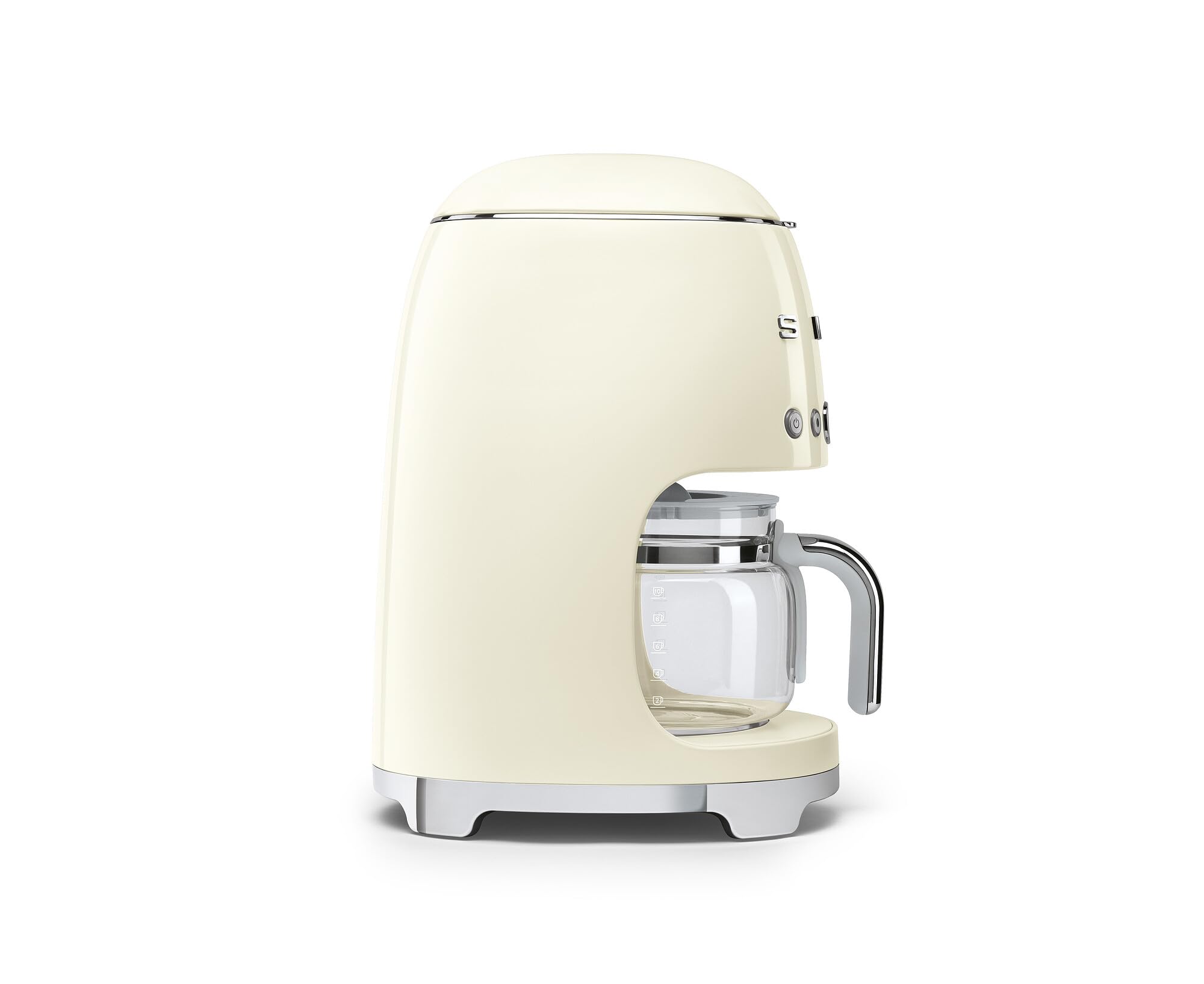 Smeg 50's Retro Style Drip Coffee Maker - 10 Cup Glass Carafe with Auto Start, Keep Warm Plate & Adjustable Brew Strength (Cream) | Perfect for Home Kitchens, Offices & Vintage-Inspired Spaces