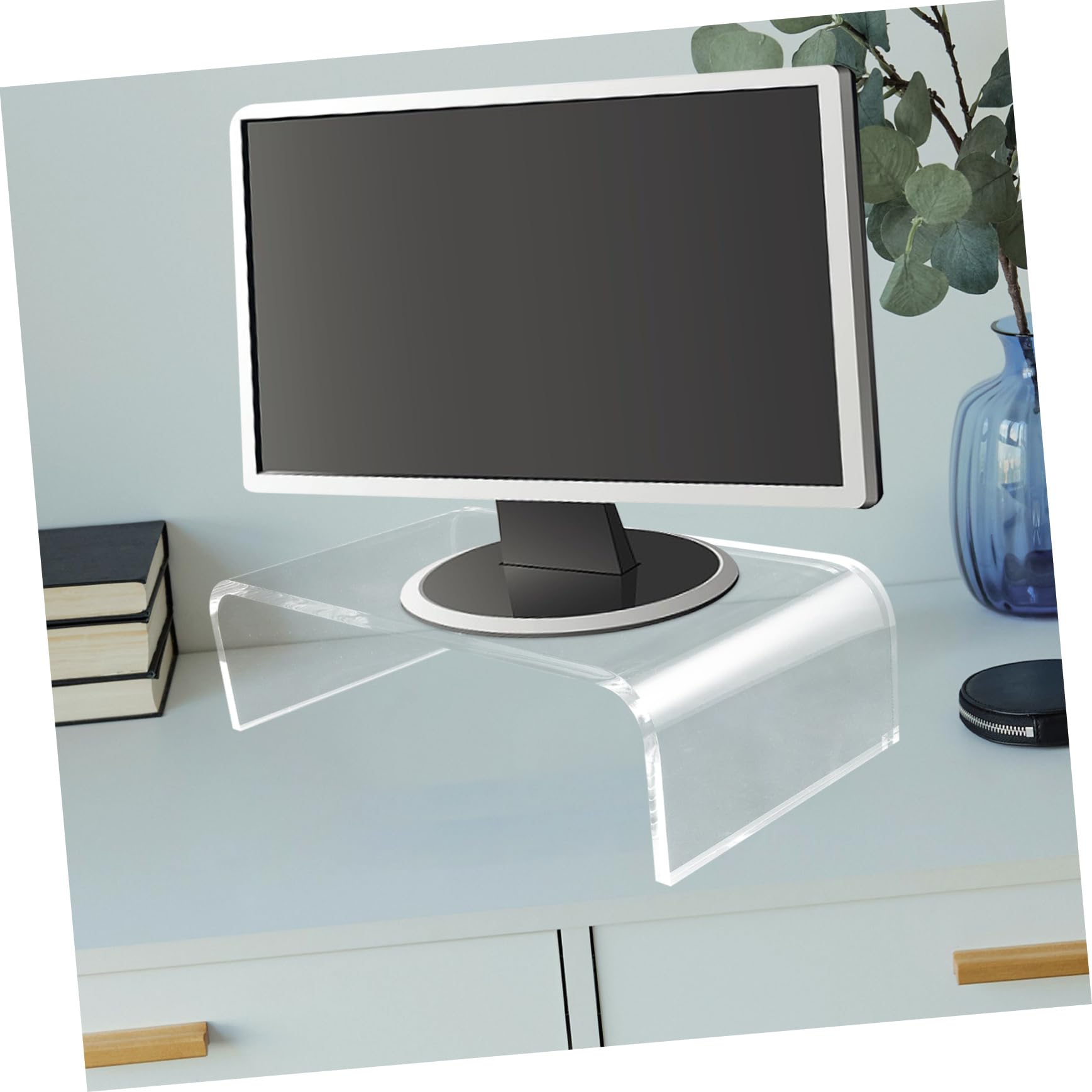 DIYEAH Clear Acrylic Computer Monitor Riser - Adjustable Laptop Stand, Printer Shelf, Screen Desk Organizer for Home Office, Gaming Setup, and Workspace Efficiency