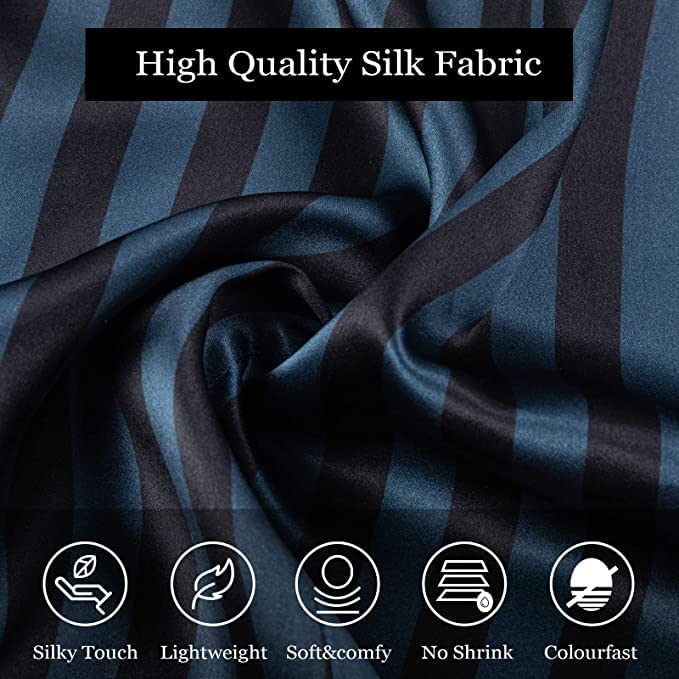 Luxury Mulberry Silk Robe for Men - Lightweight Long Sleeve Bathrobe & Sleepwear - Perfect for Spa, Lounging & Relaxation at Home
