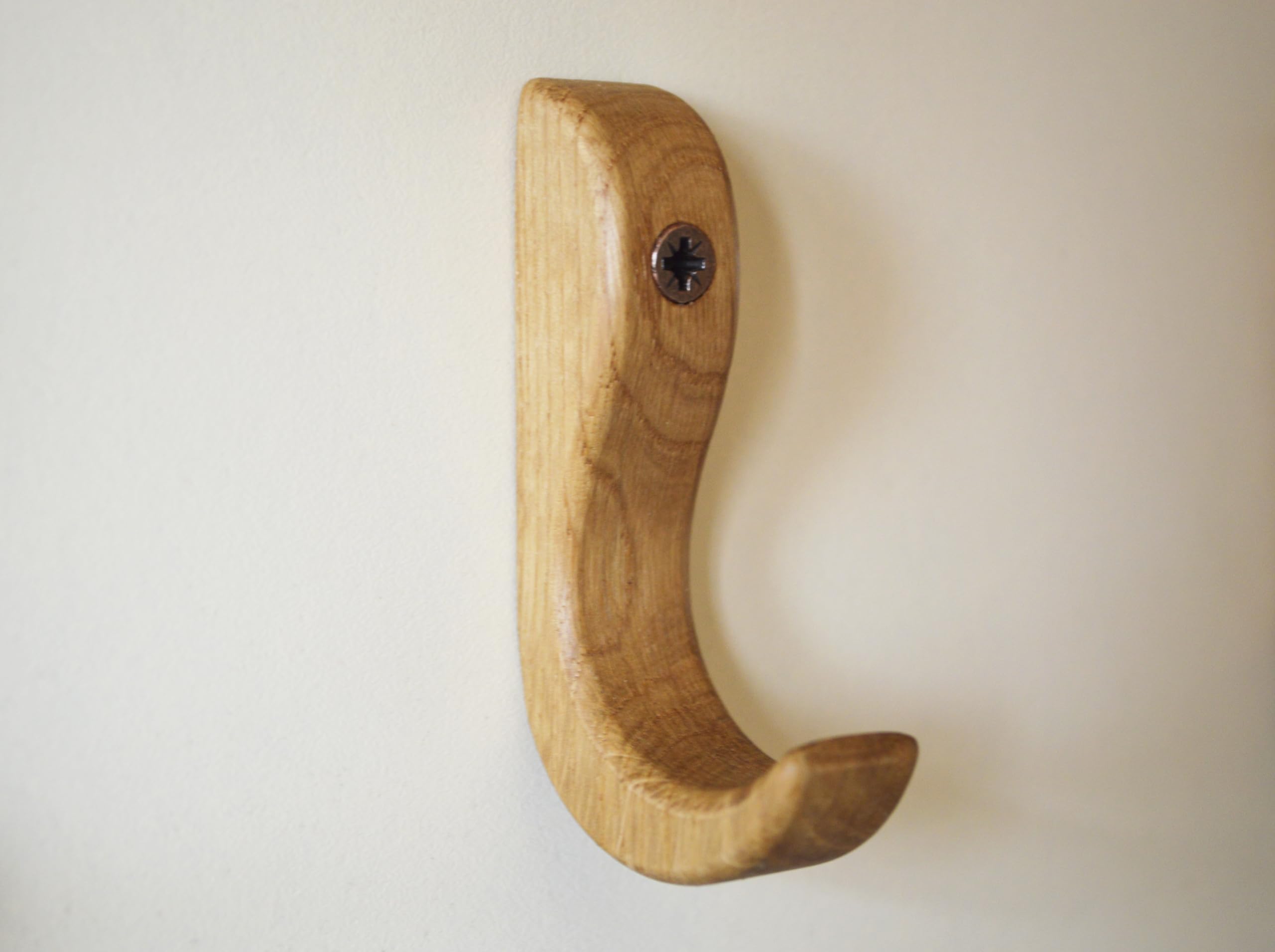 Solid Oak Wall Hooks Set of 3 - Minimalist Scandinavian Style Wooden Coat & Clothes Hangers - Durable Bathroom Towel Hooks for Home & Office Organization - Perfect for Entryway, Bedroom, and Bathroom Storage