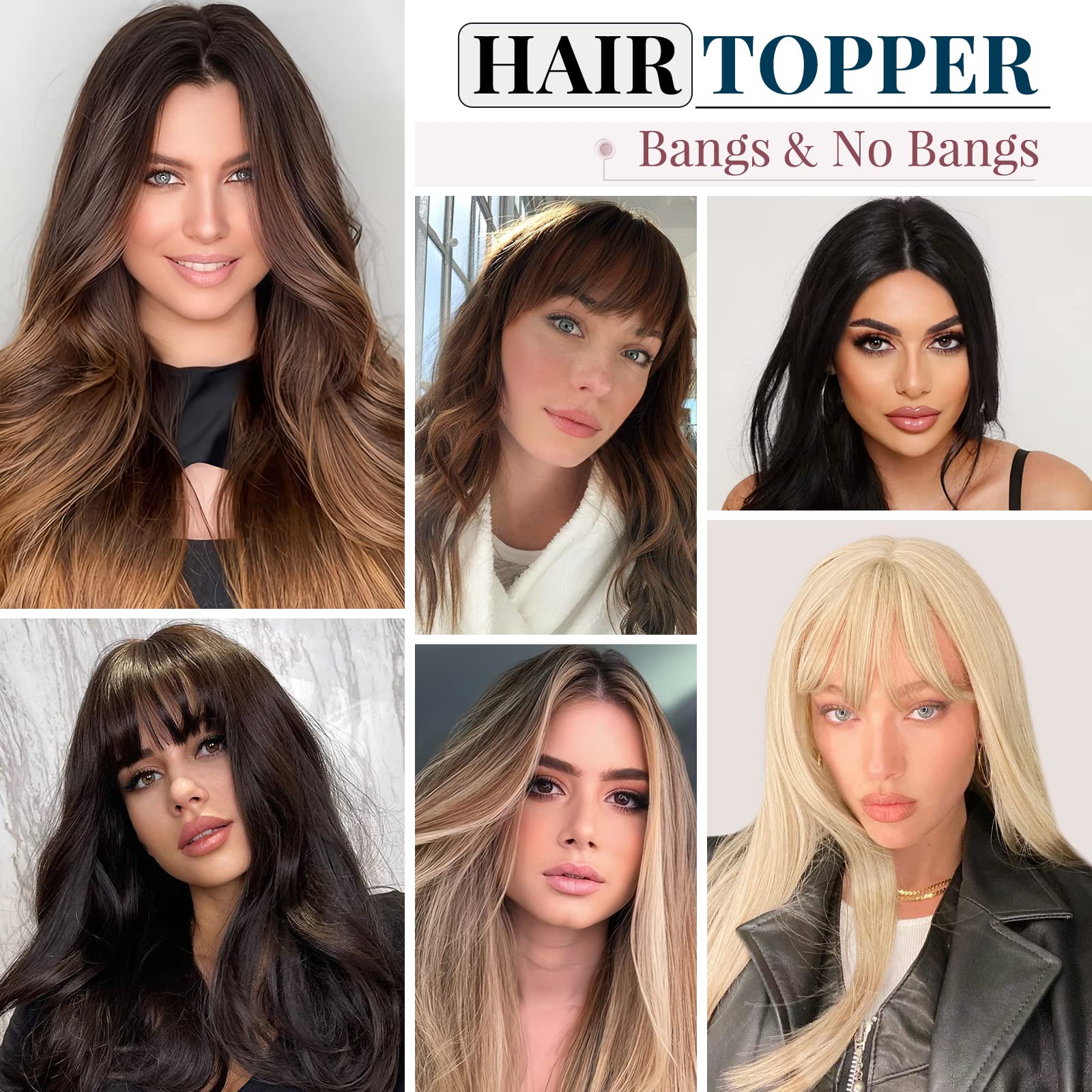 Benehair 12 Inch Human Hair Topper for Women - Remy Real Silk Base Clip-In Hair Topper - Light Brown #06 (33g) - Natural Look for Thinning Hair & Hair Loss - Perfect for Daily Wear, Parties & Special Occasions