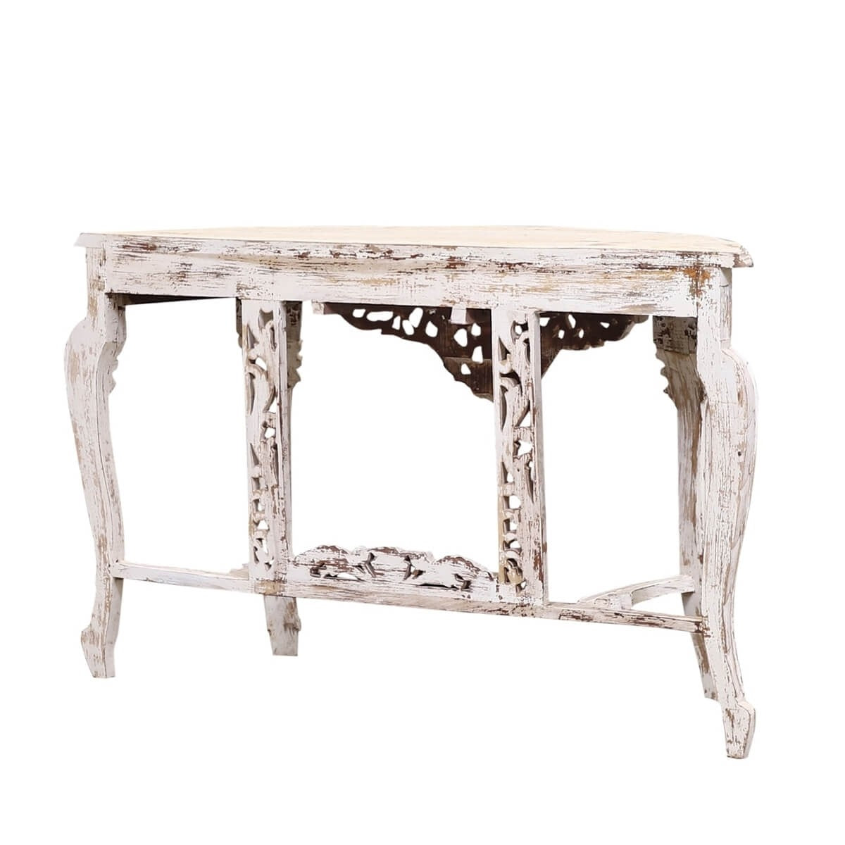 Elegant French Arched Hand-Carved Indian Solid Wood Console Table - Perfect for Entryway, Hallway, or Living Room Decor