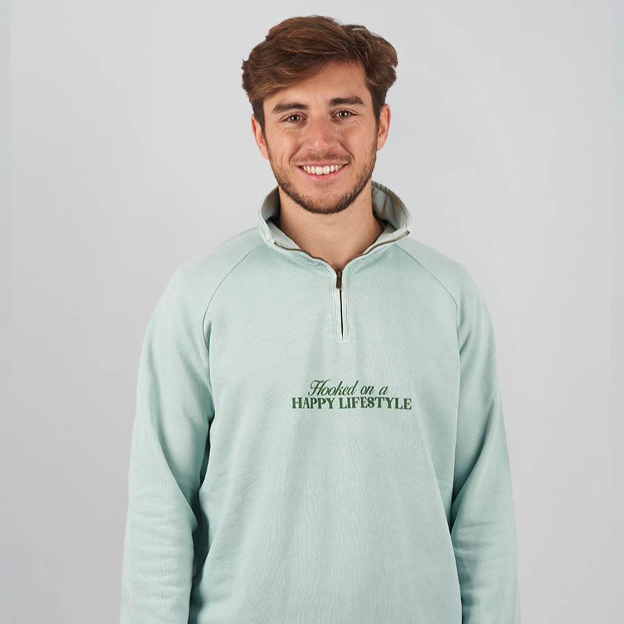 Half Zip Hooked Verde Pullover Sweatshirt for Men - Comfortable & Stylish Casual Wear for Outdoor Activities and Daily Use