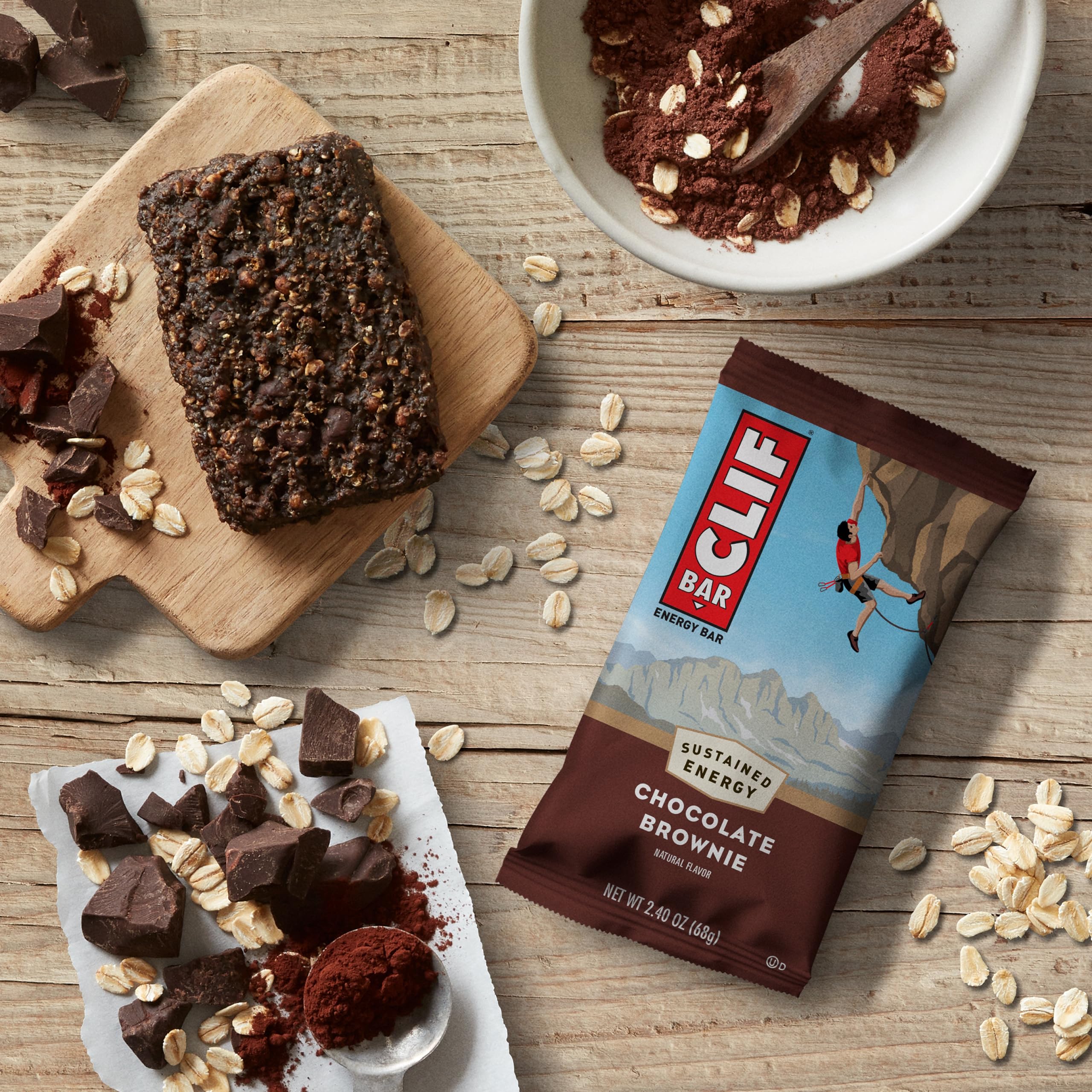 Clif Bar Chocolate Brownie - 10g Protein Energy Bar - Organic Oats - for Hiking & Workouts