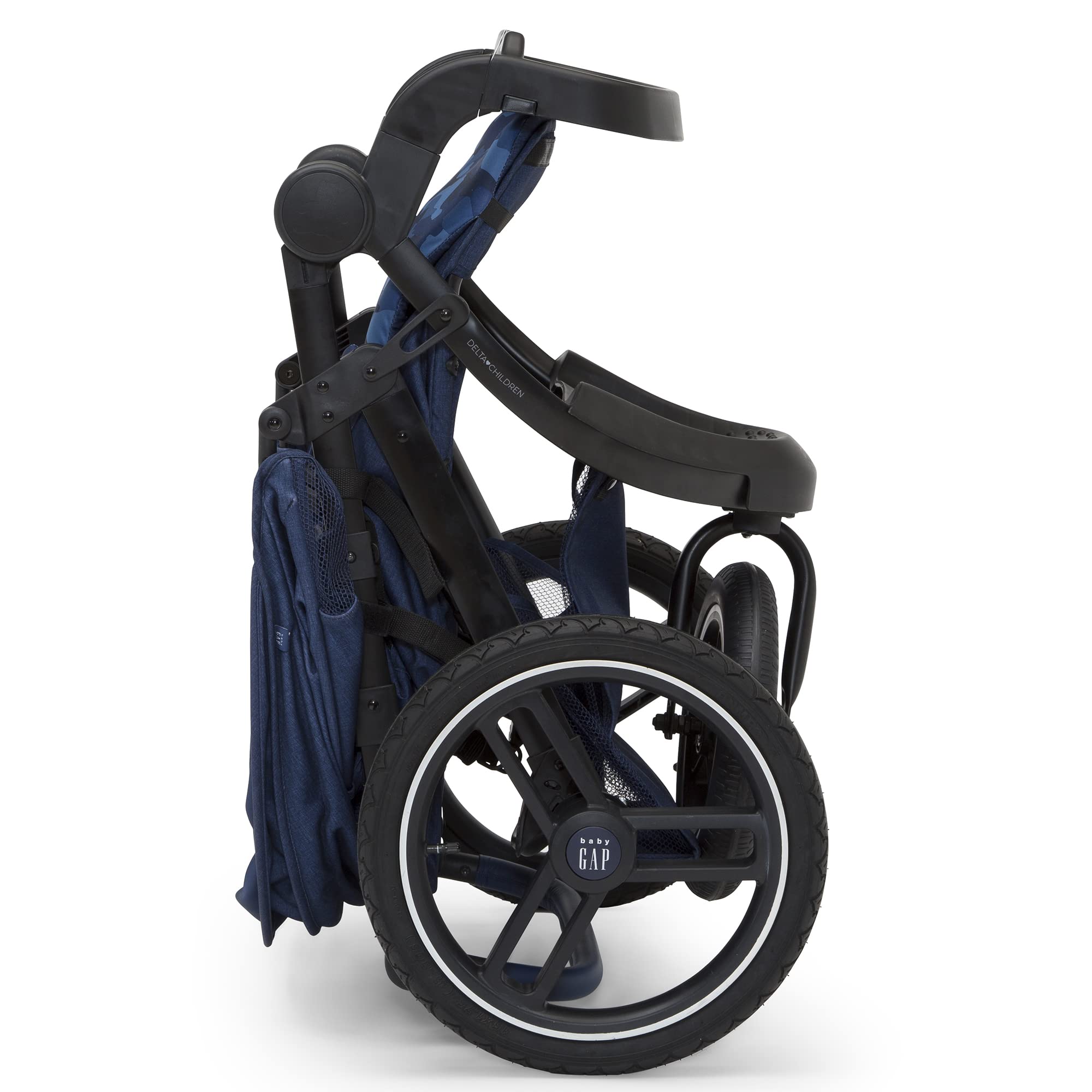 BabyGap Trek Lightweight Jogging Stroller - Adjustable Canopy & Reclining Seat with Car Seat Adapter | Eco-Friendly Navy Camo Design | Perfect for Running, Walking & Outdoor Adventures with Baby