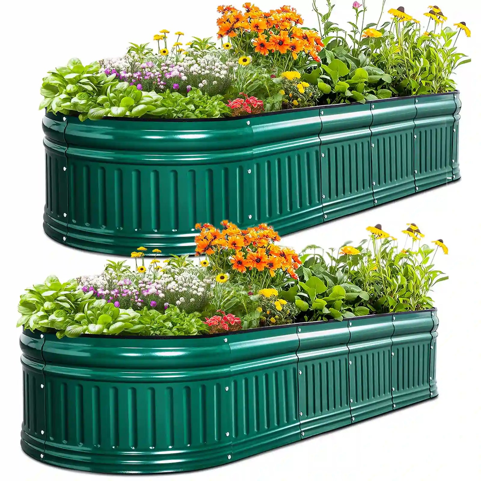71x24x24 Inch Oval Elevated Raised Garden Bed Kit for Vegetables, Flowers & Herbs - Perfect for Backyard, Patio & Small Space Gardening