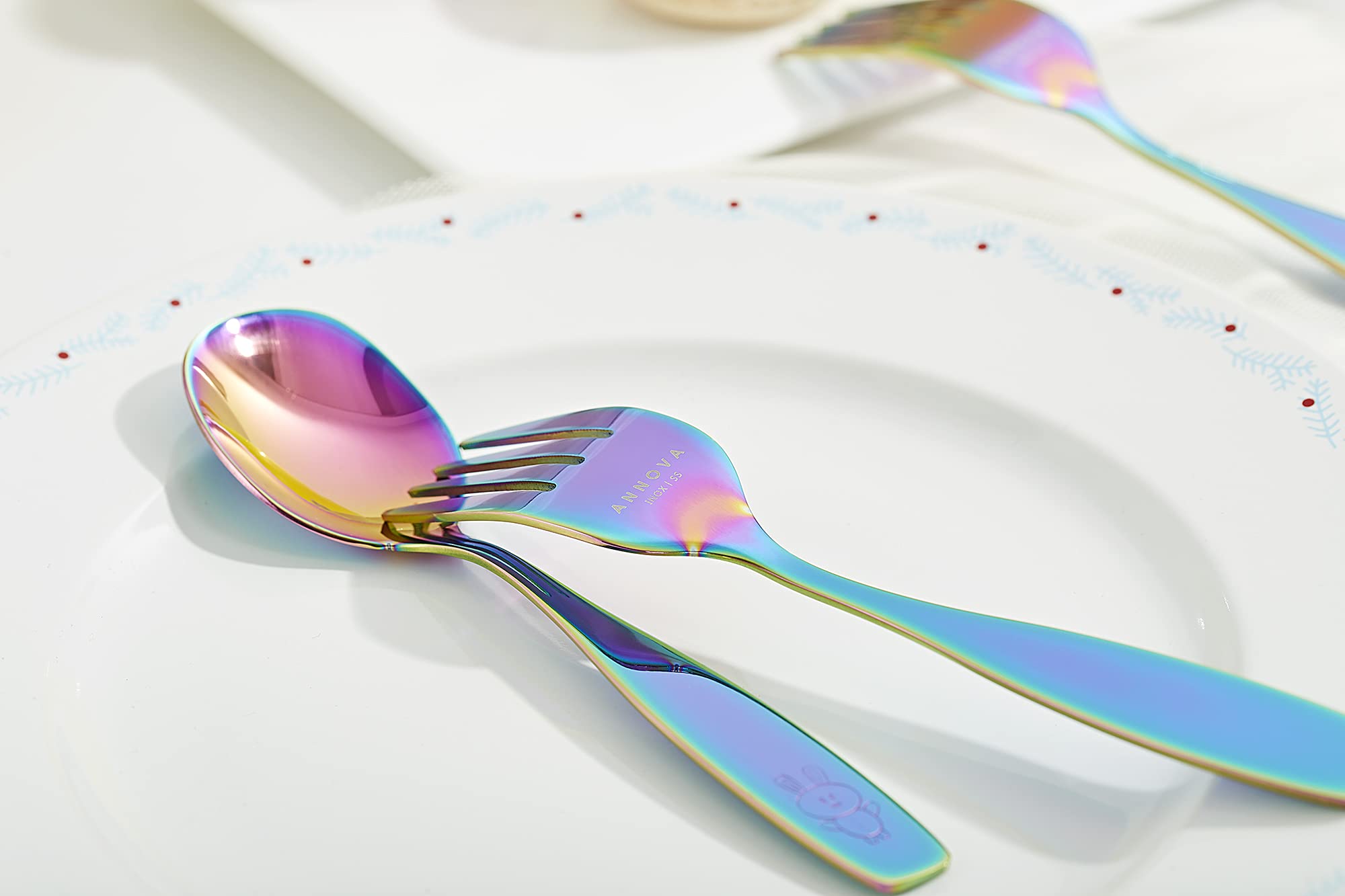 ANNOVA Kids Silverware Set - 12-Piece Stainless Steel Flatware for Toddlers & Children | Safe, Durable Forks & Spoons | BPA-Free Lunchbox Utensils | Rainbow Color Design | Perfect for School, Travel & Family Dining