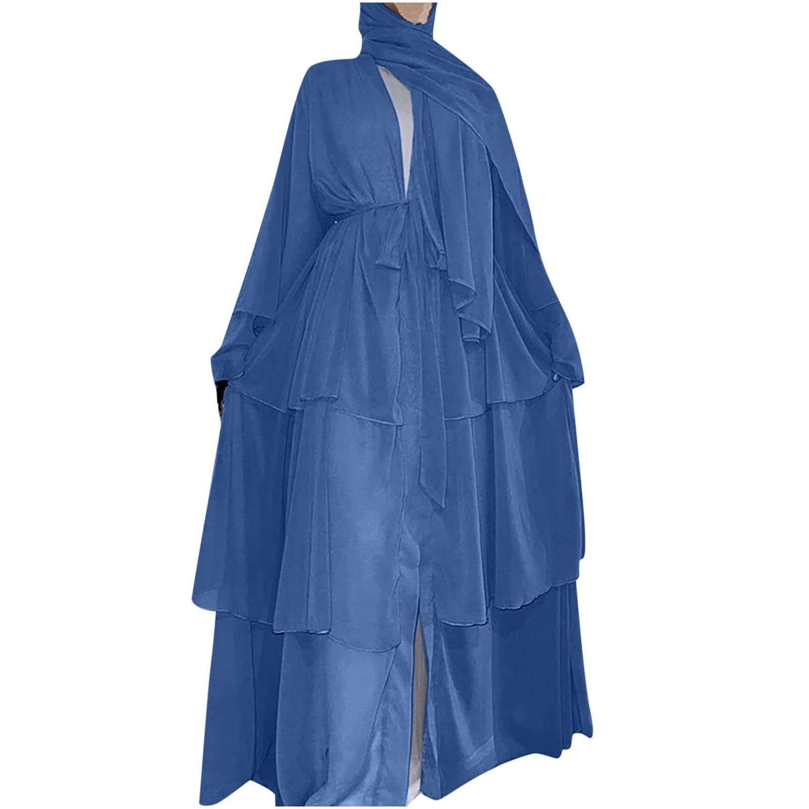Women's Casual Square Neck Flounce Sleeve Midi Dress with Belt - Polka Dot Long Dress for Spring Summer, Office, Date Night & Vacation