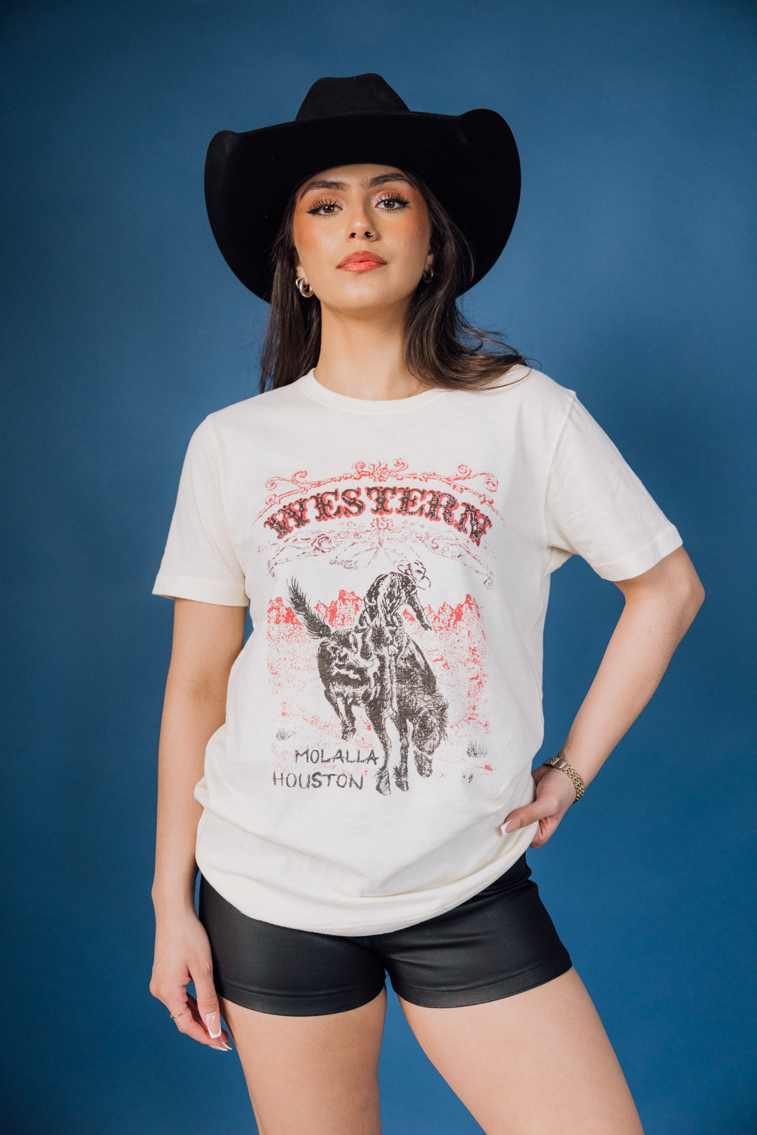 Western Cowboy Hand Drawn Graphic T-Shirt for Men - Vintage Style Cotton Tee for Casual Wear, Rodeo Events & Country Music Festivals