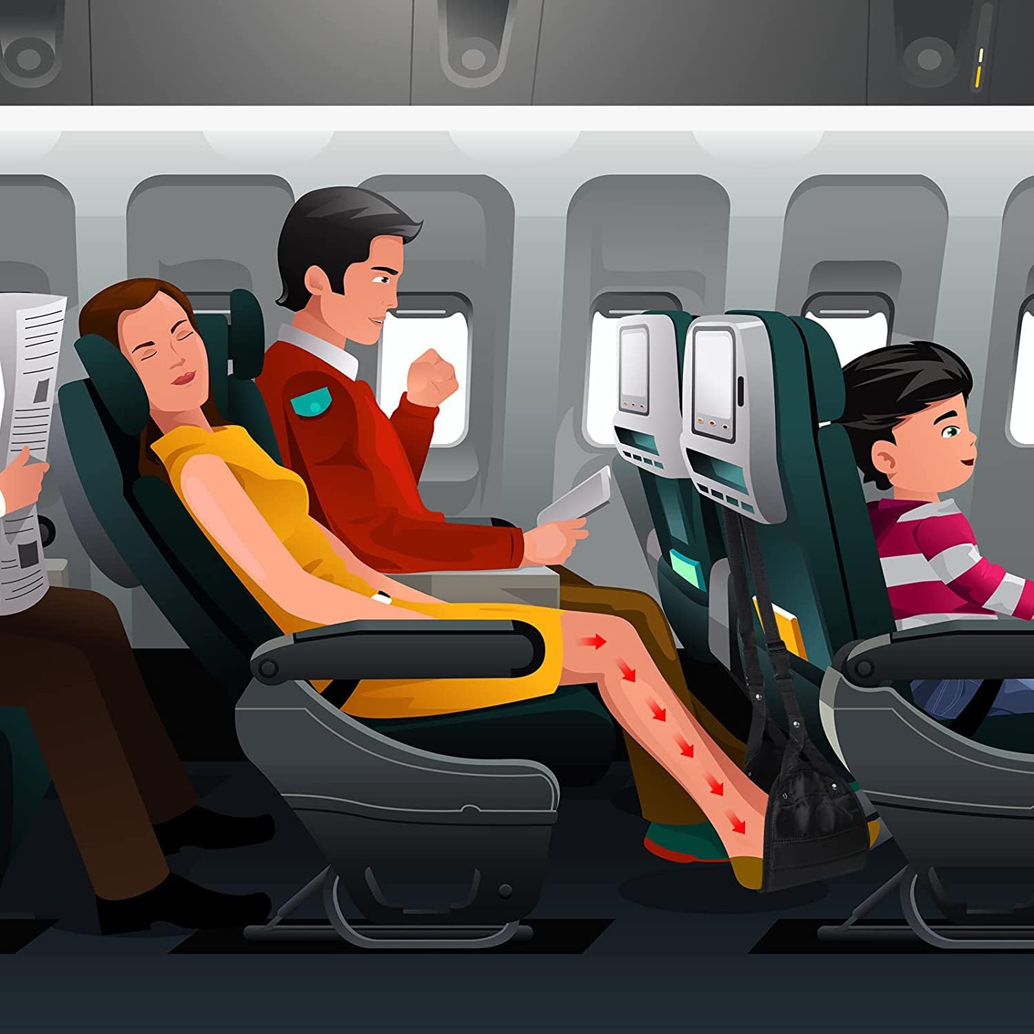 Premium Airplane Foot Rest with Adjustable Height - Comfortable Travel Footrest Made of High-Quality Foam - Portable Flight Accessory for Carry-On - Perfect for Long Flights & Road Trips (Black)