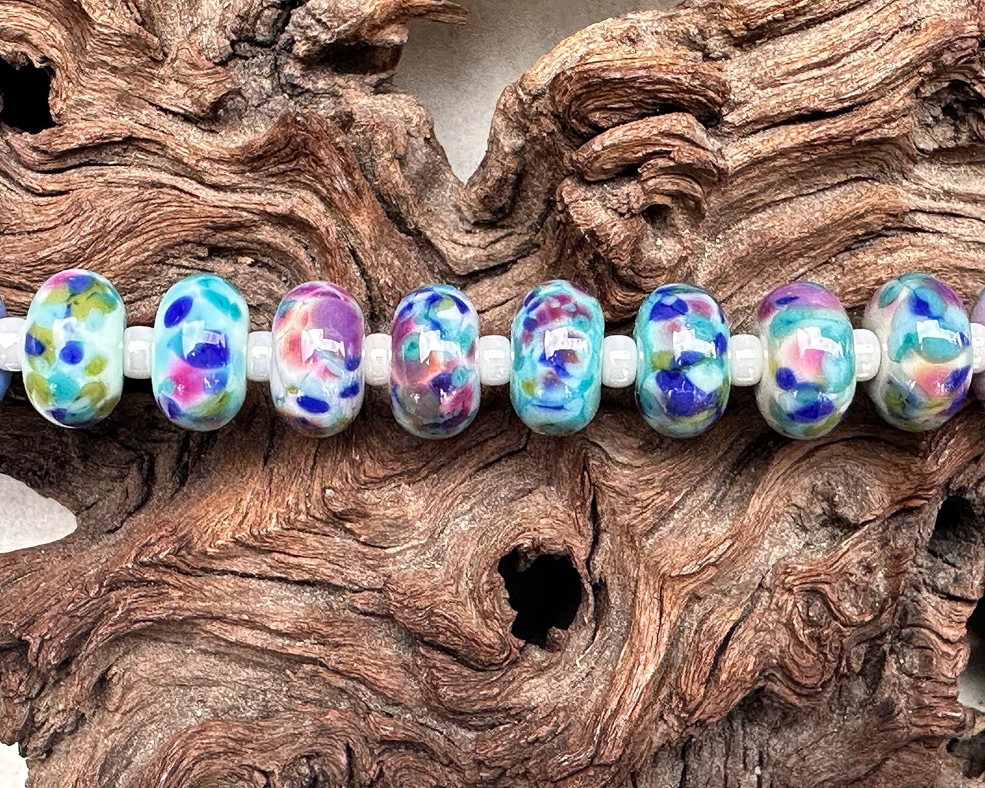 26 Pairs Blue Mosaic Lampwork Glass Beads for Jewelry Making - DIY Bracelet, Necklace & Craft Projects - SRA Certified Artisan Beads