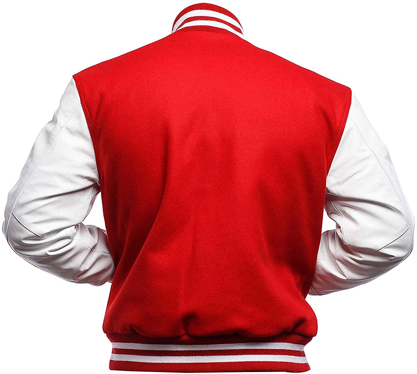 Varsity Blank Baseball Letterman Jacket - College & High School Bomber Jacket with Leather Sleeves & Wool Coat | Perfect for Sports Teams, School Spirit & Casual Wear