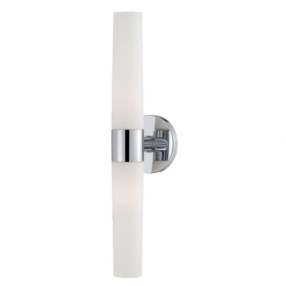 Modern 2-Light Wall Sconce with Frosted Glass - 20 x 5 Inches - Chrome Finish Wall Mount Lighting Fixture - Opal White Glass Shade - Perfect for Bedroom, Hallway & Living Room Decor - Bailey Street 79-BEL-981846