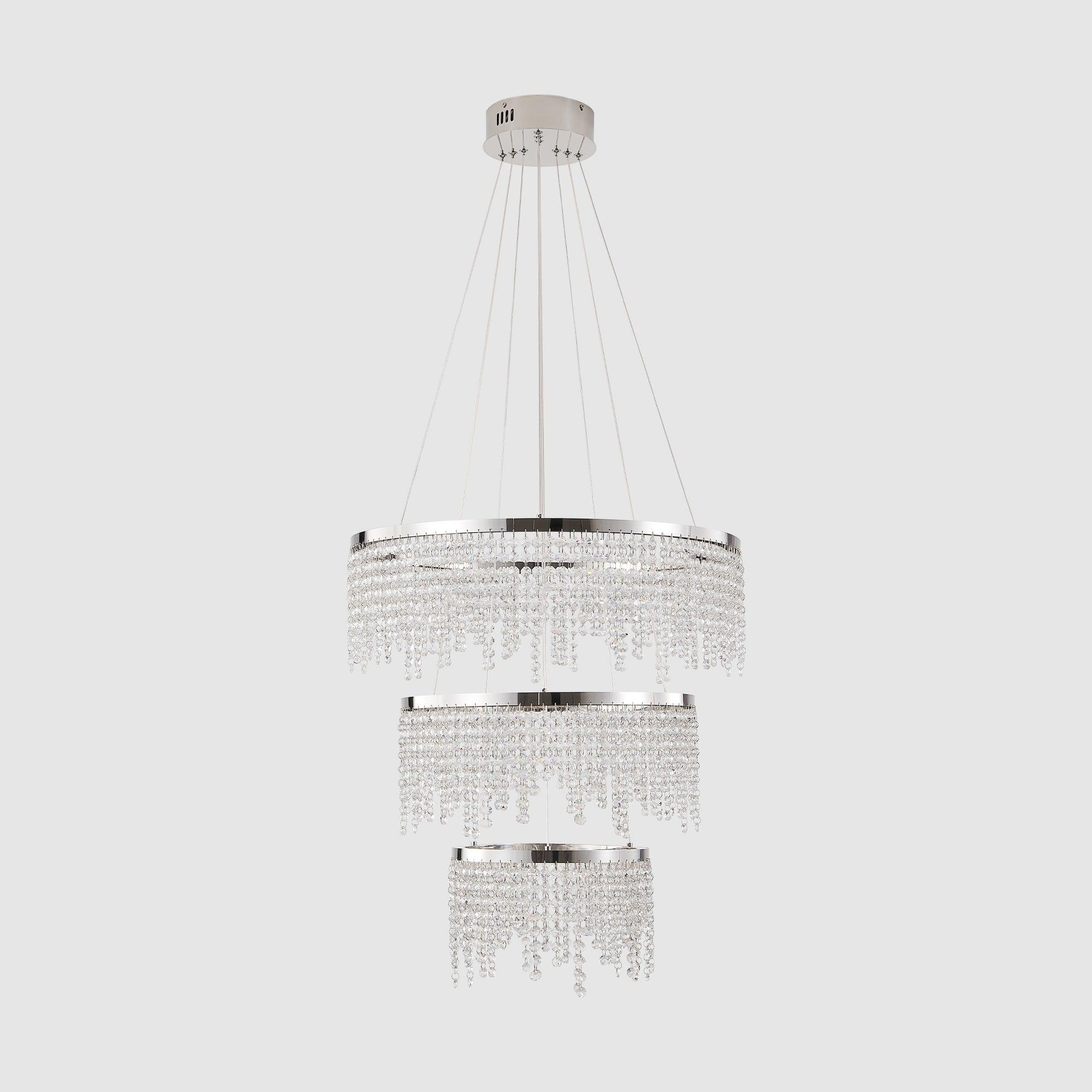 23.6 Inch Modern Crystal Chandelier - Luxury Hanging Ceiling Lamp with Elegant Pendant Design for Dining Room, Bedroom & Living Room Lighting Decor