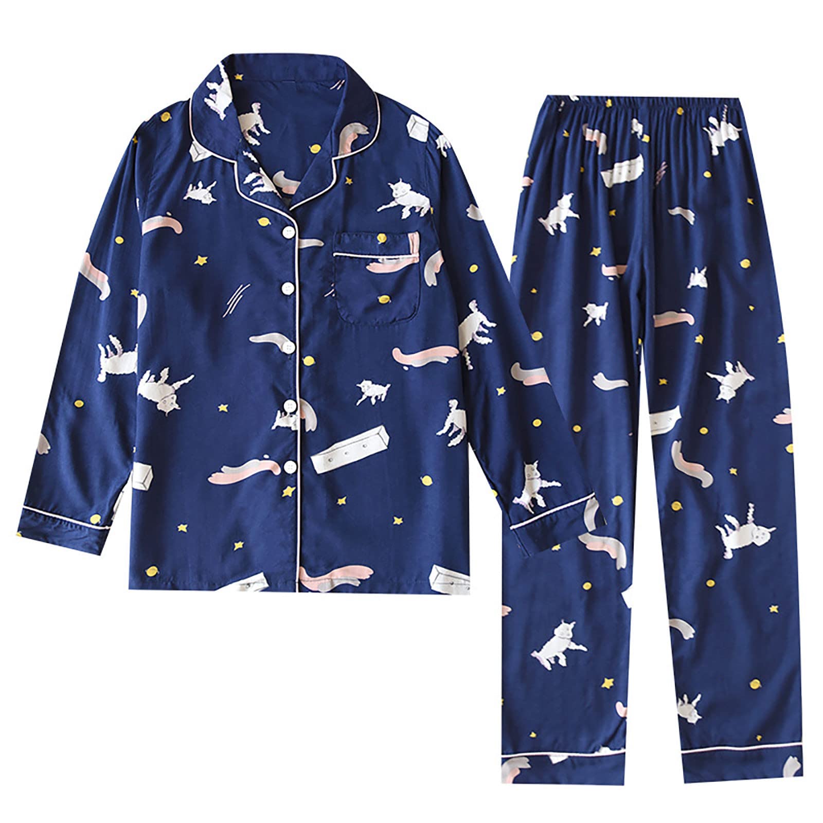 Women's Summer & Fall Cotton Sleepshirt Sets - 2 Piece Comfy Pajama Outfits for Lounge & Sleep | Soft Nightwear for Relaxing at Home or Travel