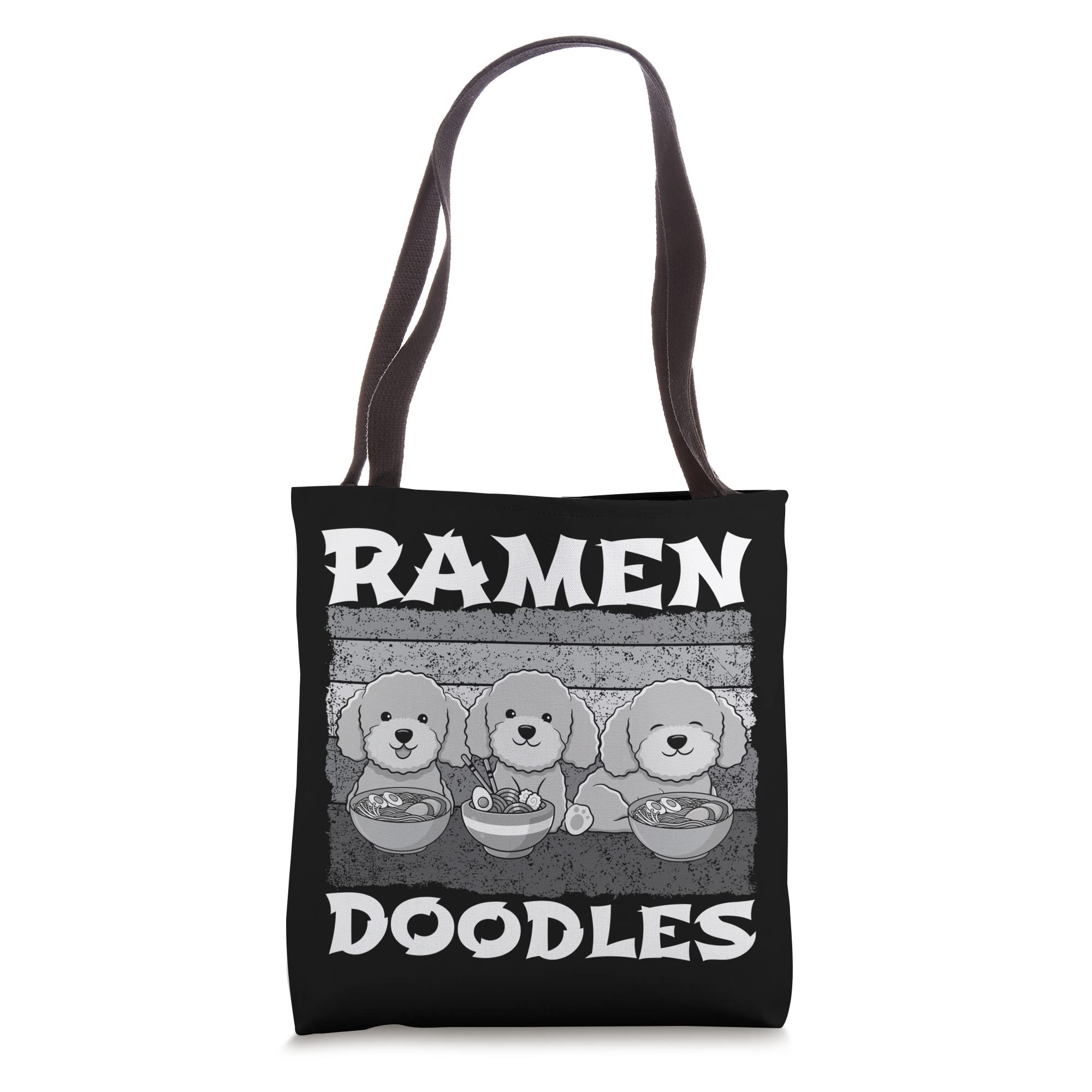 Retro Japanese Anime Ramen Doodles Tote Bag - Cute Noodle Design Unisex Shoulder Bag for Men & Women - Perfect for Grocery Shopping, Beach Trips & Anime Conventions