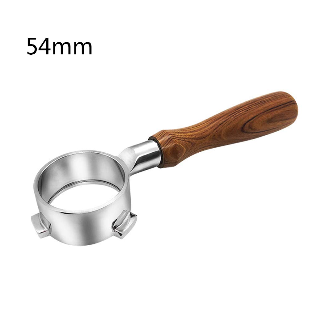 54mm Stainless Steel Portafilter with Wooden Handle - Compatible with Breville 8 Series Coffee Machines for Professional Brewing