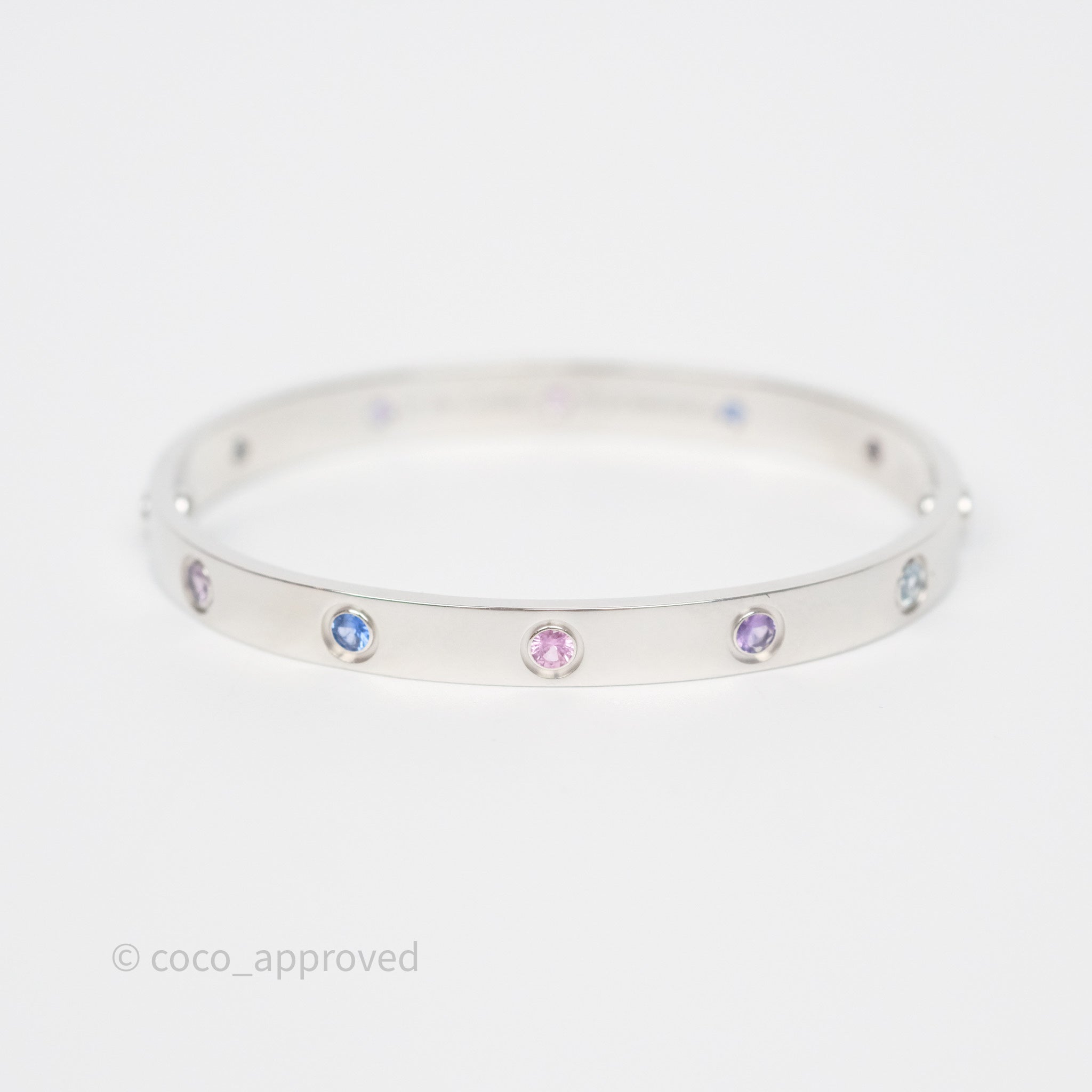 Cartier Rainbow Love Bracelet - 18K White Gold with Multicolor Gemstones for Women | Luxury Jewelry Gift for Anniversary, Valentine's Day & Special Occasions