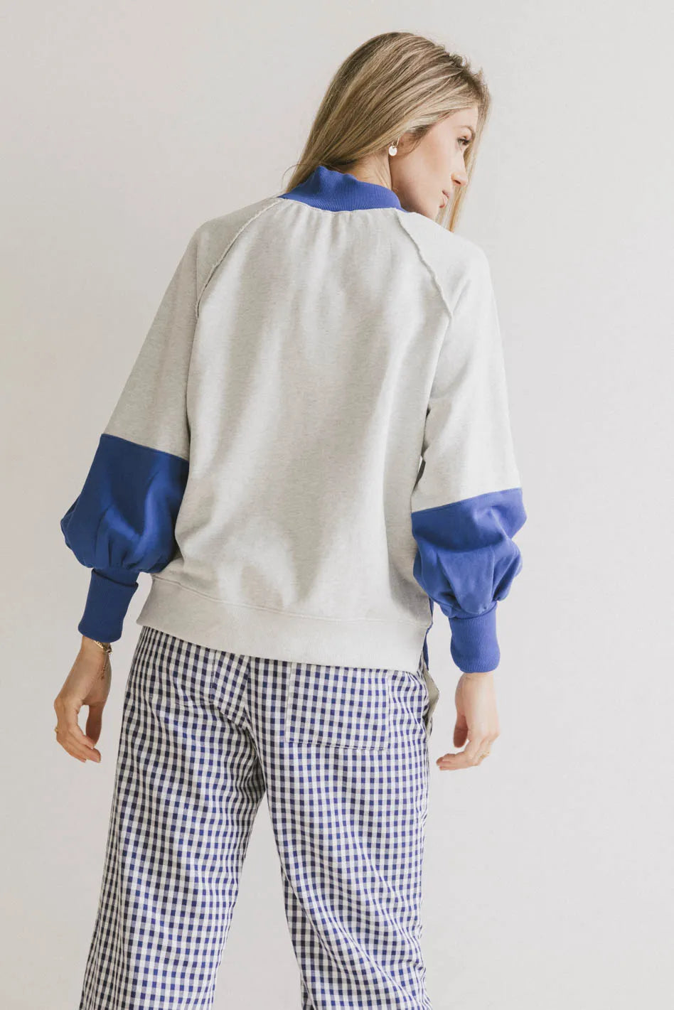 Drew Blue Colorblock Sweatshirt for Men & Women | Cozy Pullover Hoodie | Casual Streetwear Fashion | Perfect for Fall & Winter Outfits, Gym, and Lounge Wear
