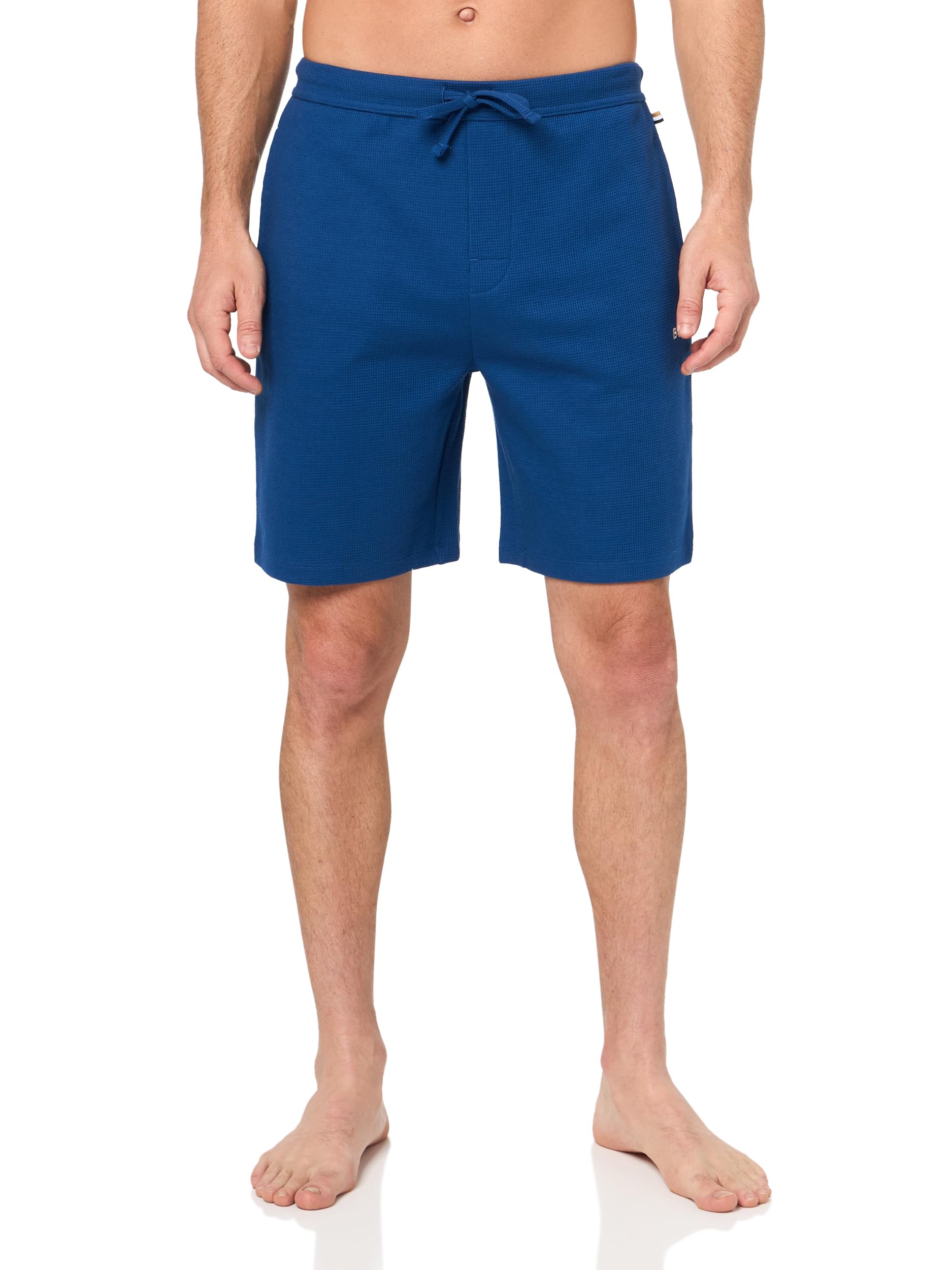 BOSS Men's Waffle Contrast Logo Lounge Shorts - Comfortable Casual Shorts for Men, Breathable Cotton Lounge Wear for Home, Gym, and Outdoor Activities