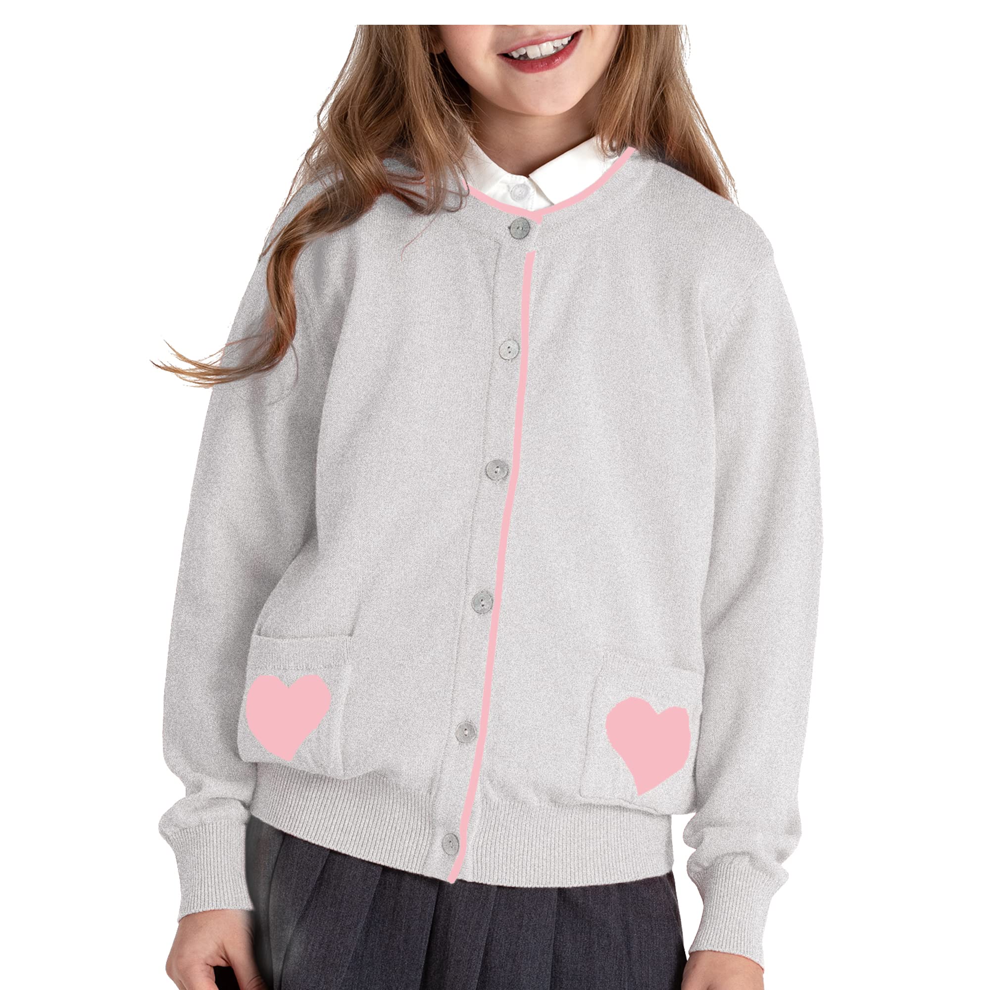 Girls' Cute Heart Pocket Cardigan - Soft Knit Sweater for Kids | Perfect for School, Playdates & Family Outings