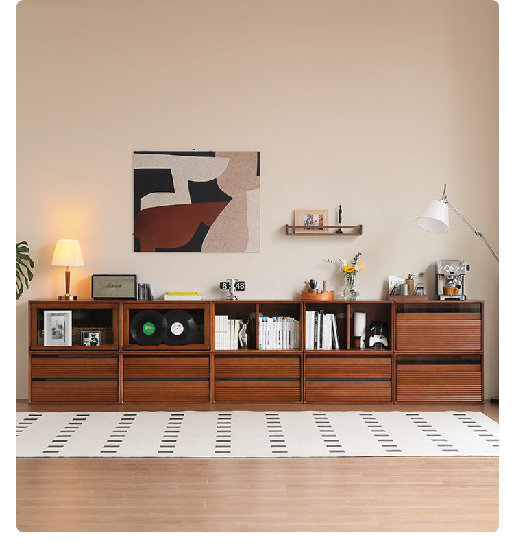 Solid Wood Medieval Floor TV Cabinet - Black Walnut, Cherry, Poplar - Perfect for Living Room, Bedroom & Home Theater Setup