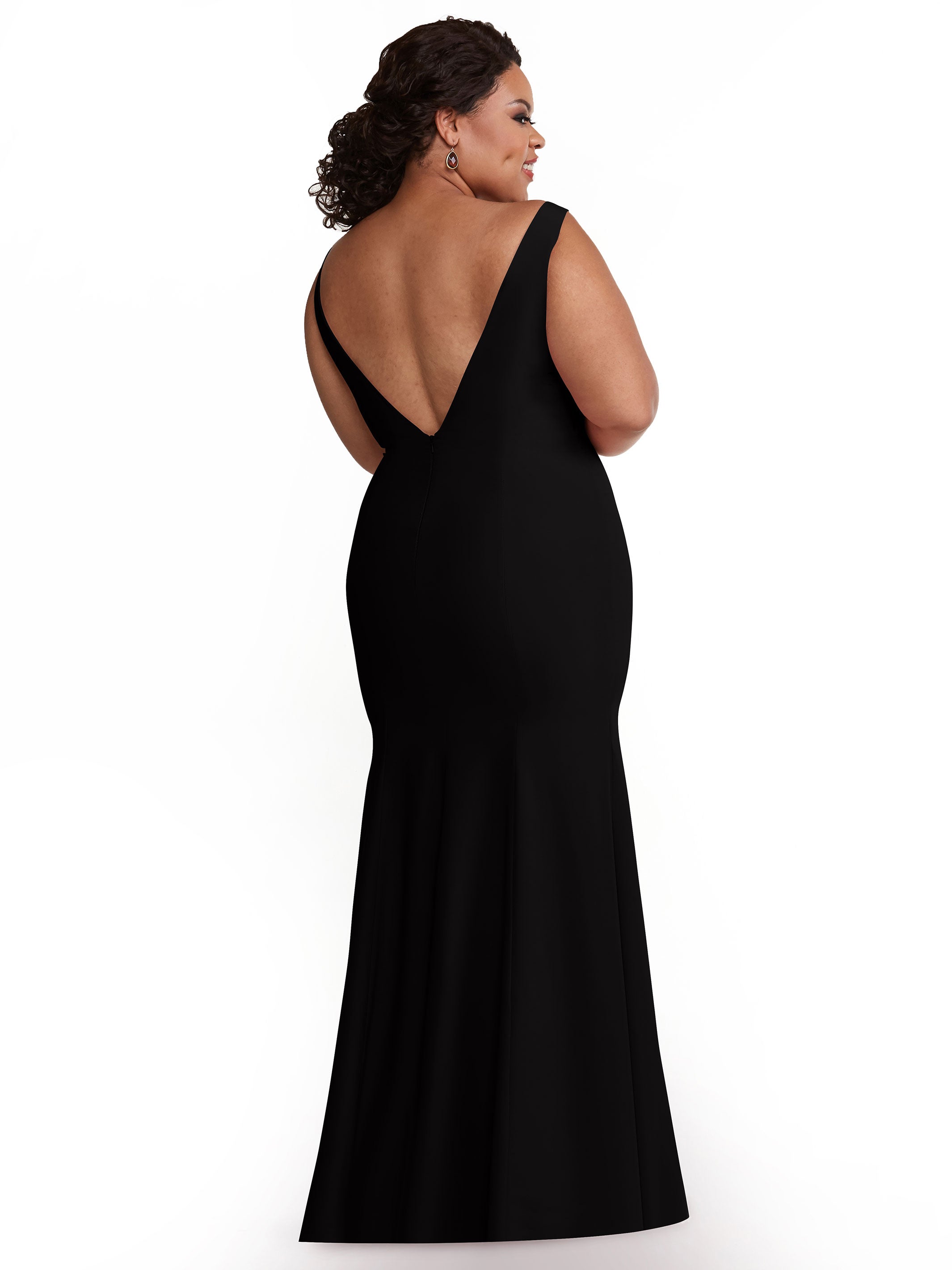 Elegant 83010 Mermaid Stretch Chiffon Bridesmaid Dress with Plunging V-Neckline - Perfect for Beach Weddings, Formal Events & Evening Parties