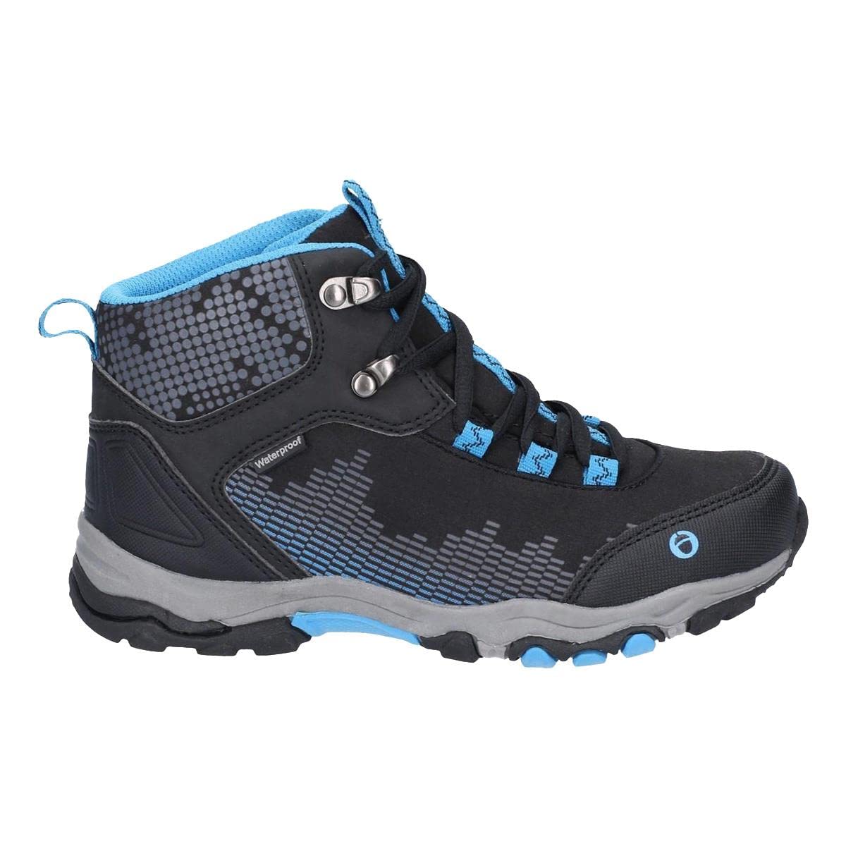 Ducklington Kids Hiking Boots - Waterproof Lace-Up Outdoor Shoes for Boys & Girls - Black/Blue - Size 13 M US - Perfect for Hiking, Camping & Outdoor Adventures