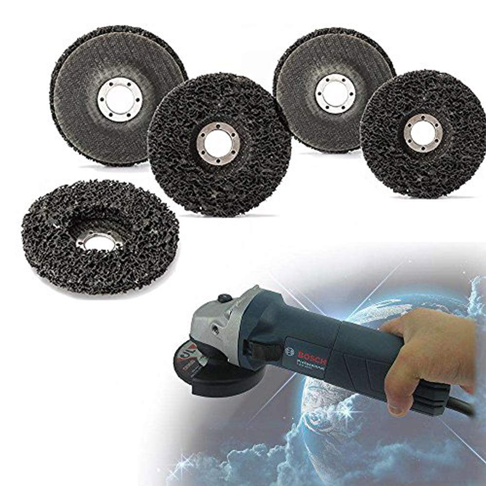 Ximimark 5 Pack 100x16mm Poly Strip Disc Wheels for Angle Grinder - 5/8 Inch Arbor Size - Paint & Rust Removal Tool - Perfect for Metal Surface Cleaning, Auto Body Repair & DIY Projects