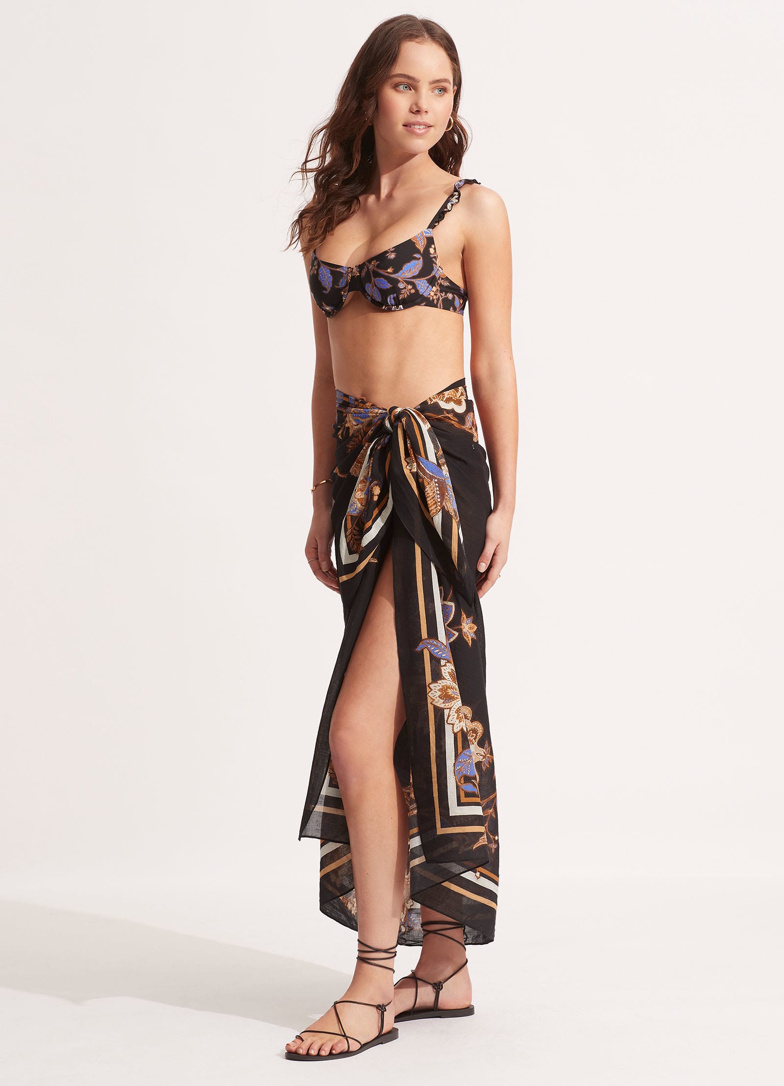Premium Black Silk Sarong - Elegant & Versatile Beach Wrap, Scarf, or Home Decor for Women | Perfect for Vacations, Lounging & Boho Fashion