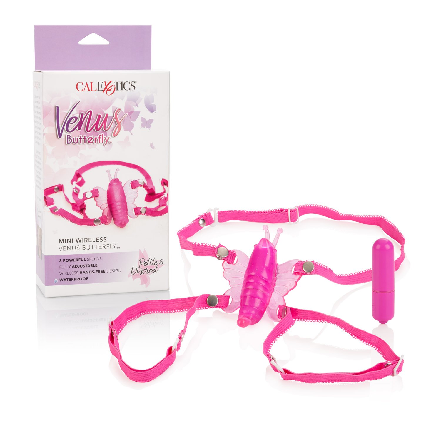 CalExotics Micro Wireless Venus Butterfly Vibrator - Hands-Free Strap-On Personal Massager for Women - Adult Sex Toy for Couples & Solo Play - Pink - Perfect for Bedroom Fun & Travel
