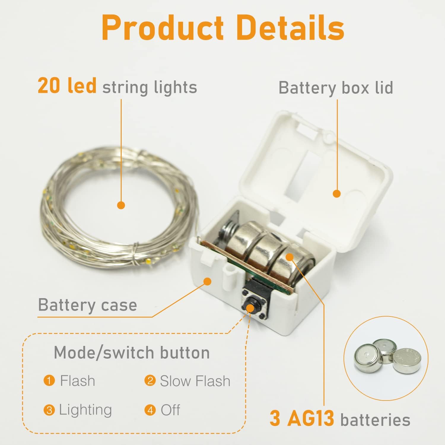 12 Pack 3 Modes LED Fairy Lights Battery Operated - 2M 20LED Mini String Lights with Silver Wire, IP65 Waterproof for Indoor Outdoor Use - Perfect for Jars, Christmas Decorations, Party Lighting, Bedroom Ambiance, Wedding, Garden and Home Decor