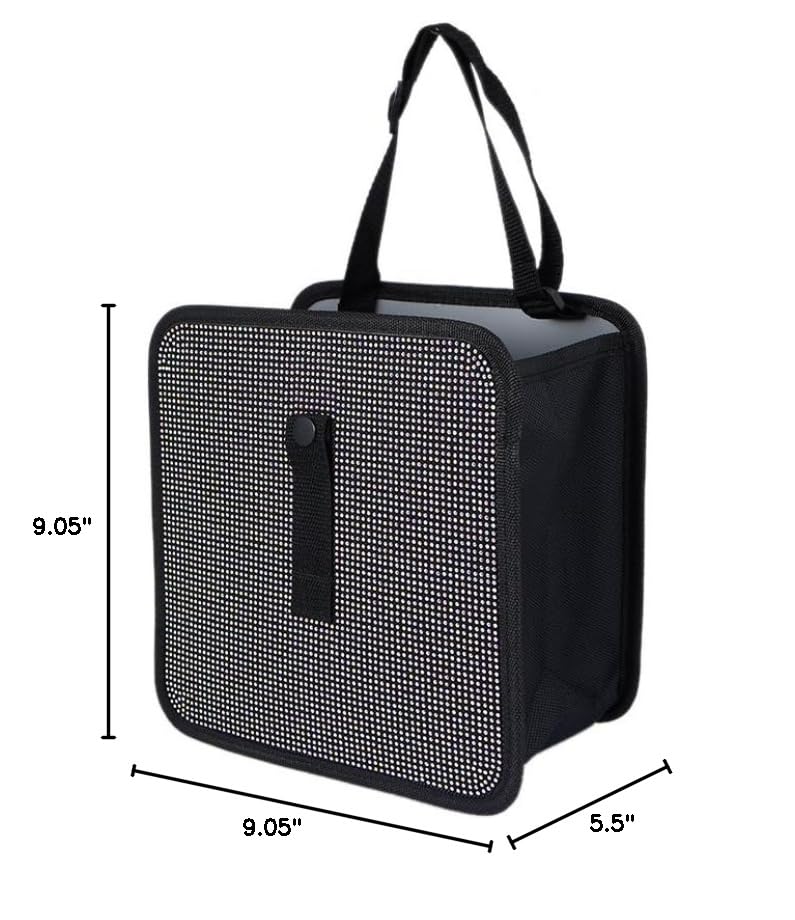 Foldable Hanging Car Trash Can - Waterproof Leakproof Storage Bag with Large Capacity (9.05x9.05 Inch) - Ideal for Road Trips, Commuting & Keeping Your Vehicle Clean - Car Interior Accessories Organizer - AB