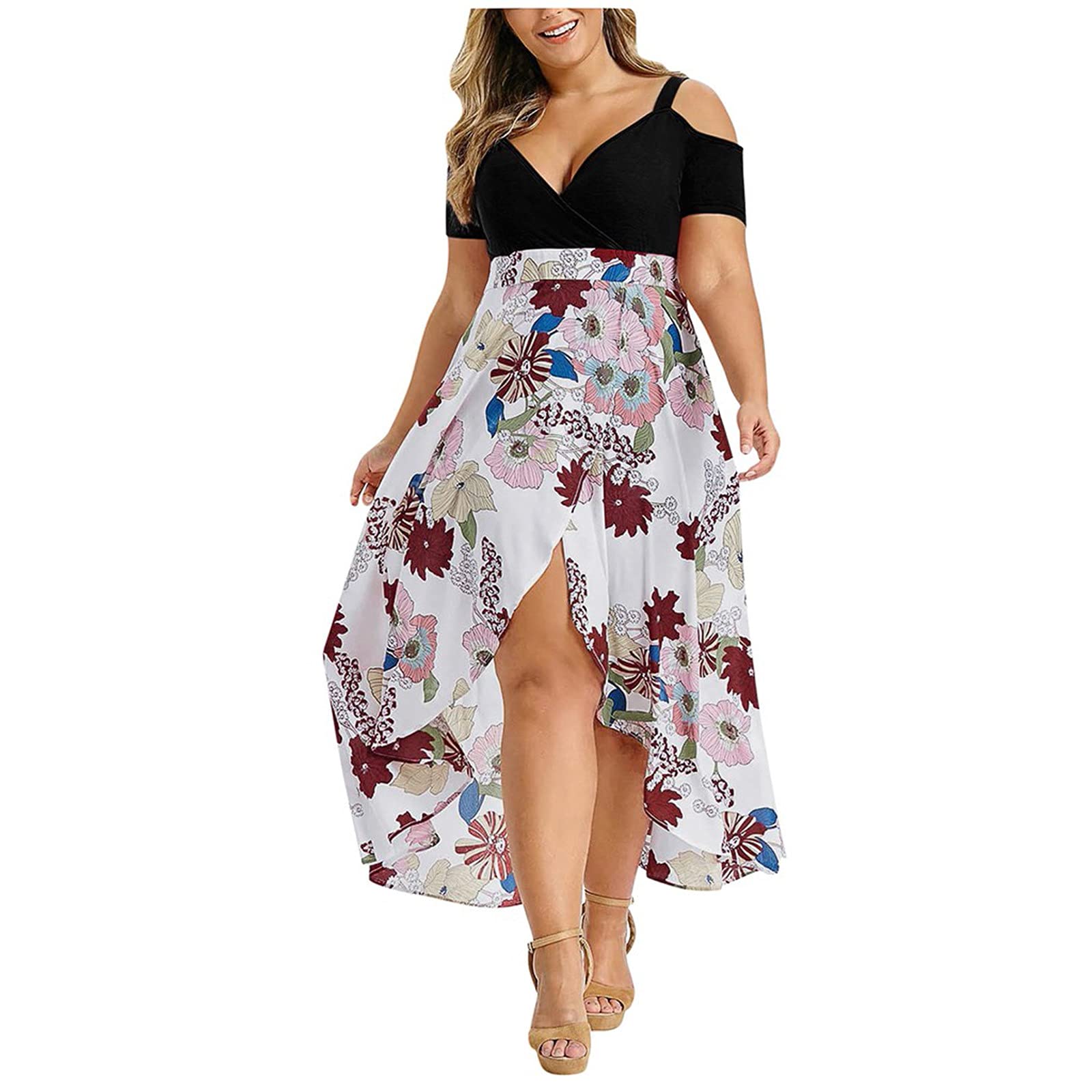 Boho Floral Dresses for Women 2023 - Sexy Casual A-Line Swing Dress with Flared Hem, Perfect for Summer Parties, Beach Vacations & Date Nights