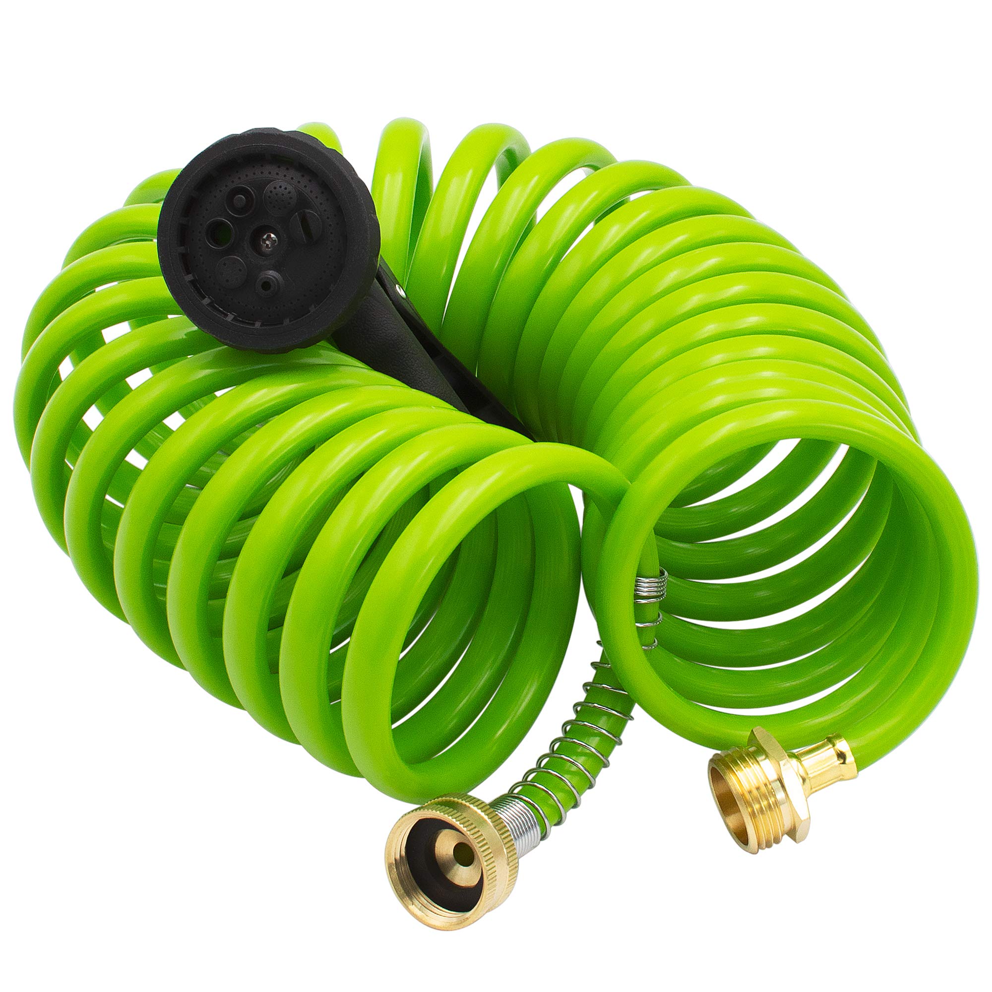 AUTOMAN EVA Recoil Expandable Garden Hose 25ft - 7 Pattern Spray Nozzle, Flexible Curly Water Hose, Retractable & Corrosion Resistant for Lawn, Garden & Car Washing (Green) - Perfect for Watering Plants, Washing Vehicles and Outdoor Cleaning