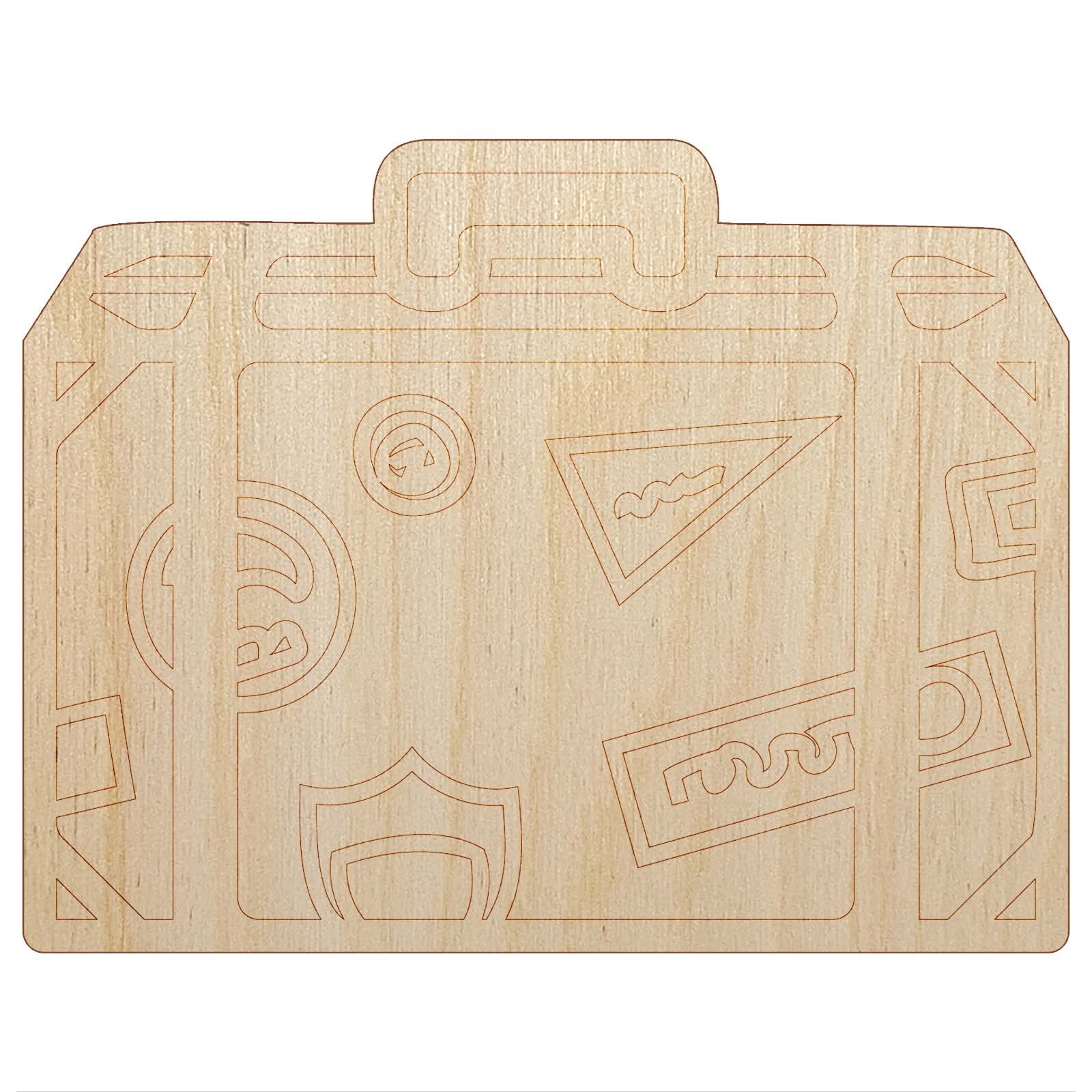 DIY Unfinished Wood Suitcase Cutout for Craft Projects - 1/4 Inch Thick - 4.7 Inch Travel-Themed Shape - Perfect for Scrapbooking, Home Decor & Gift Tags