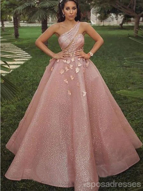 Elegant Pink One Shoulder A-Line Long Prom Dress for Women - Formal Evening Gown for Homecoming, Wedding, Party & Special Occasions