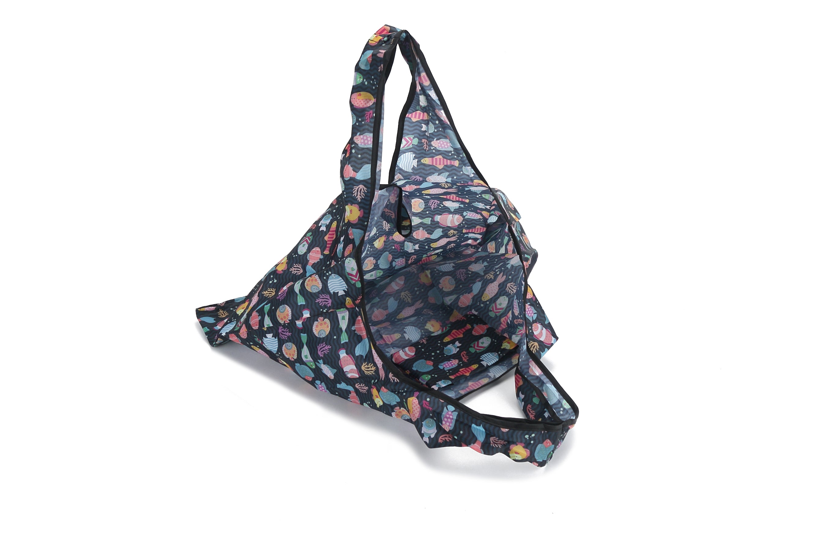 Jackie Ocean Blue Foldable Tote Bag - Lightweight & Portable for Travel, Shopping, and Beach Outings